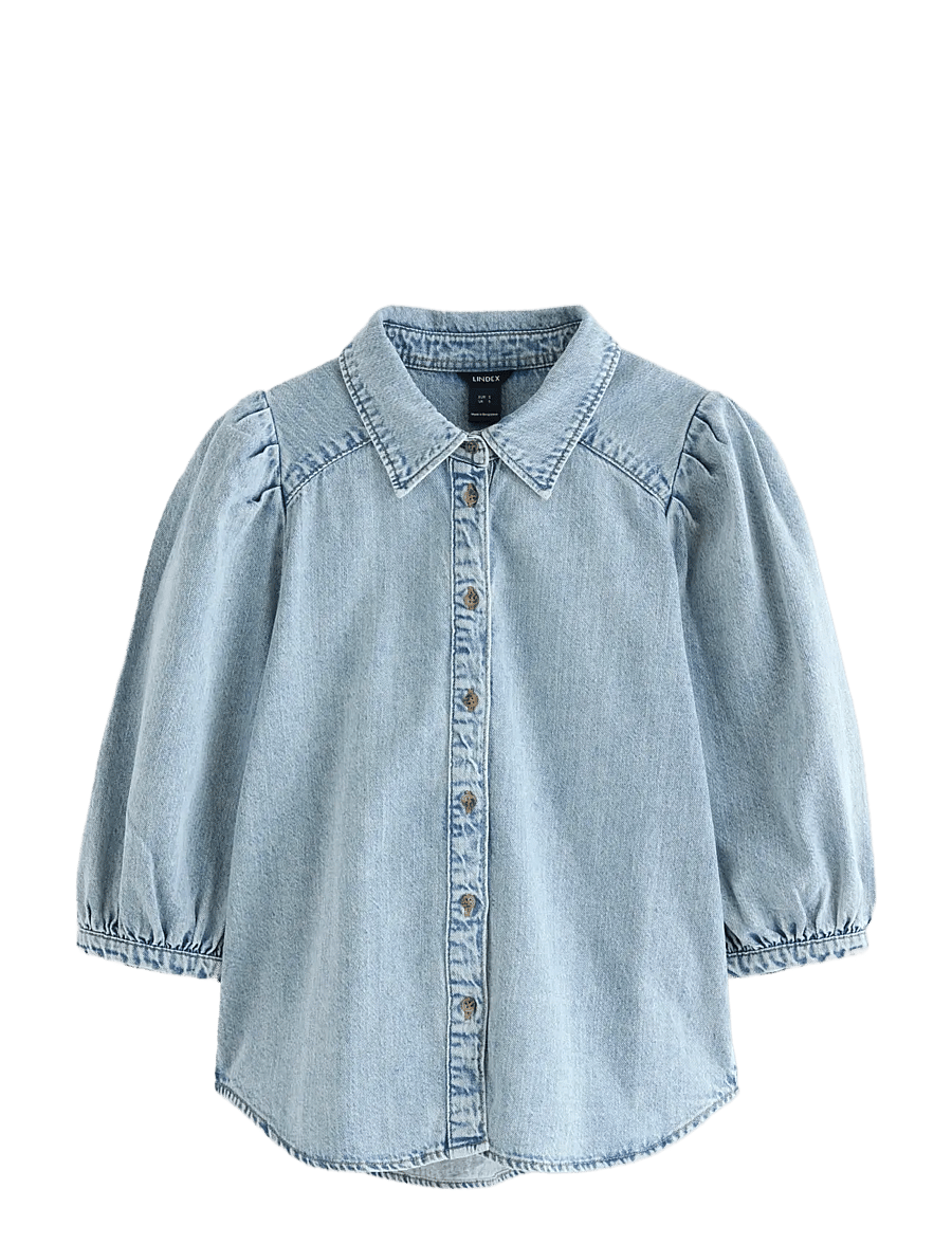 Lindex - Short-sleeved denim shirt - denim shirts - denim blue - 1
