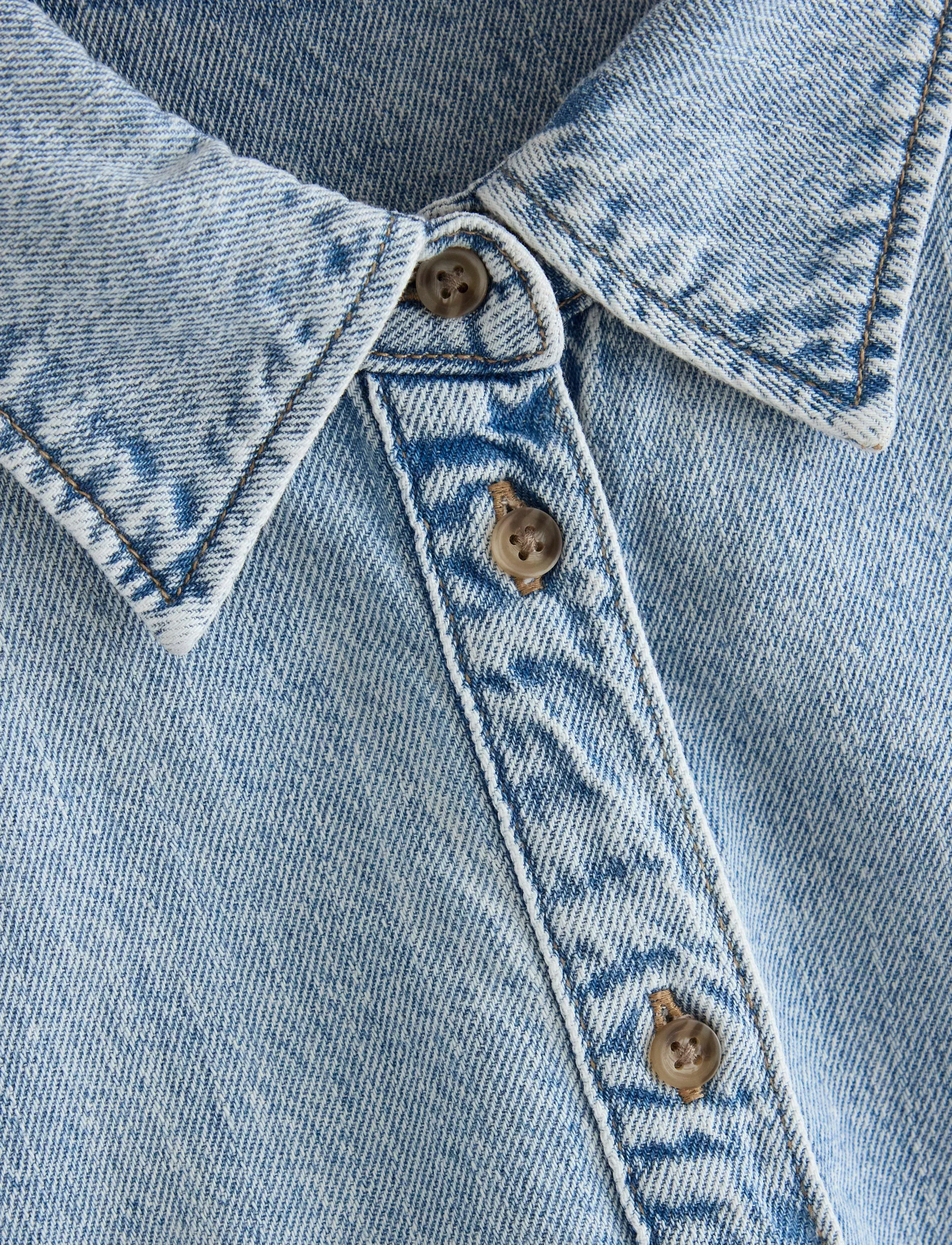 Lindex - Short-sleeved denim shirt - teksasärgid - denim blue - 5