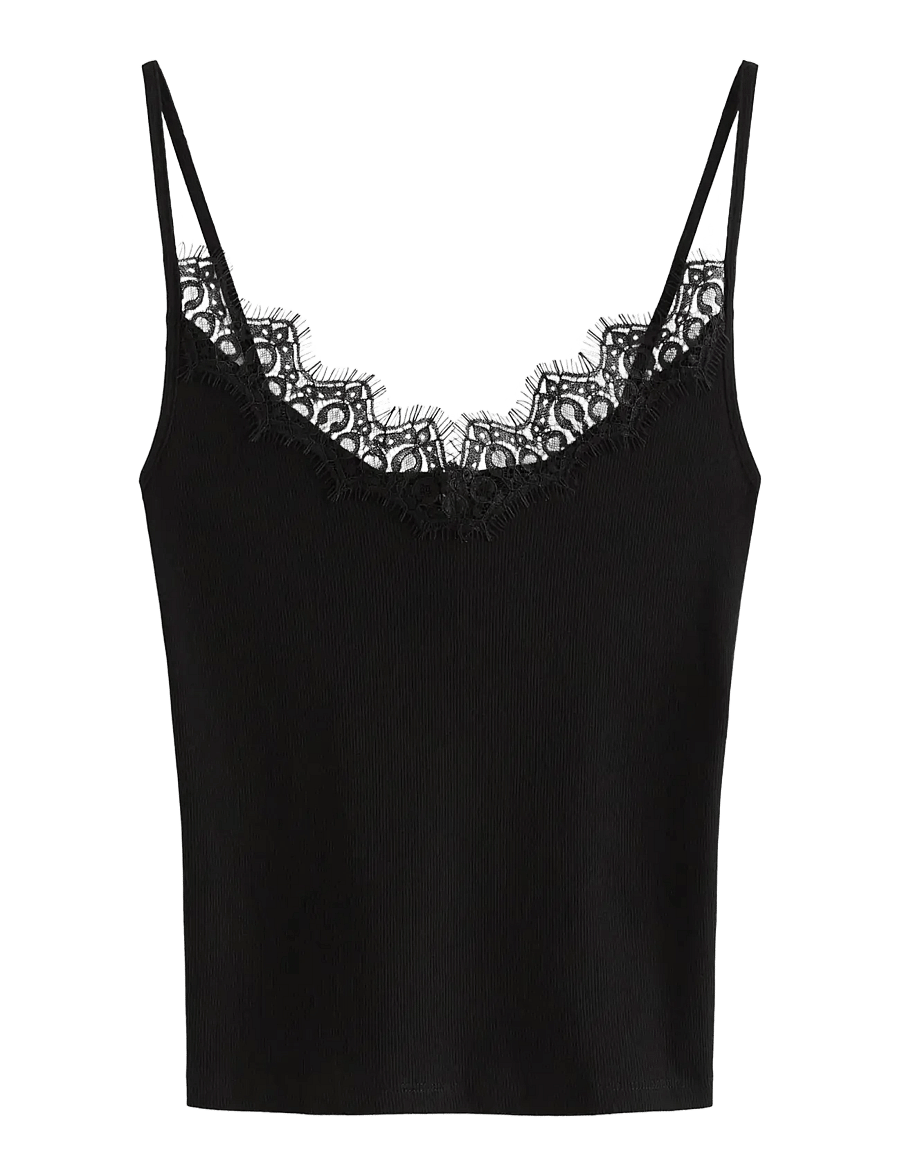 Lindex - Ribbed camisole - tanktops - black - 1