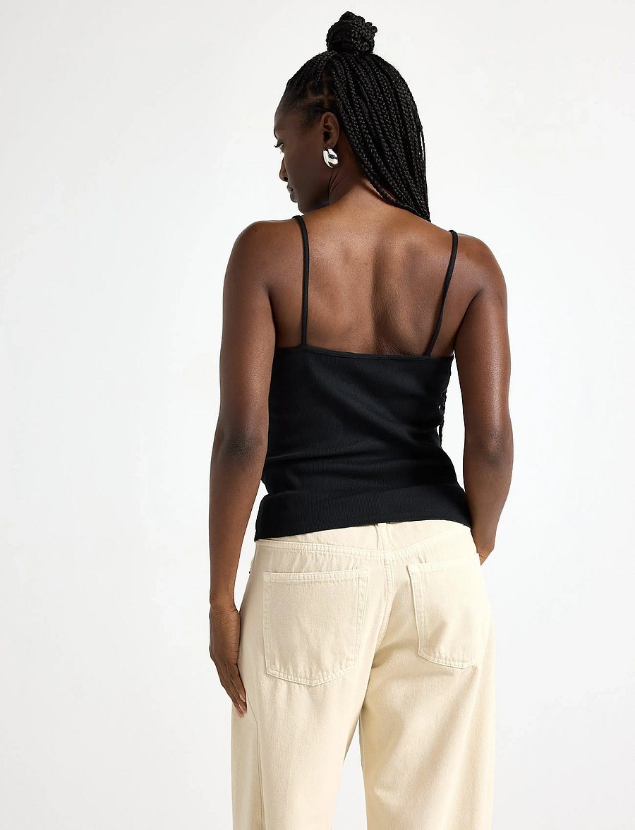 Lindex - Ribbed camisole - Ärmellose tops - black - 3