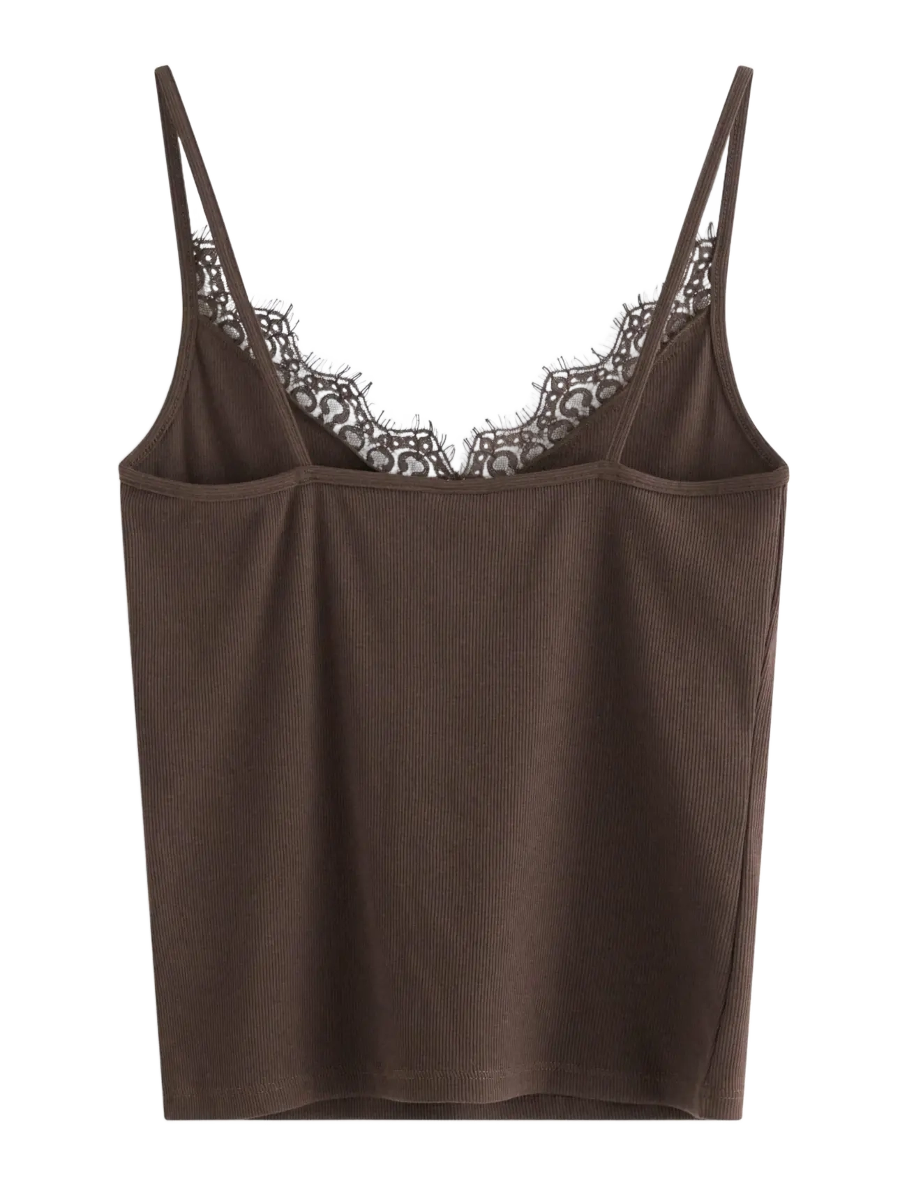 Lindex - Ribbed camisole - tanktops - dark dusty brown - 1