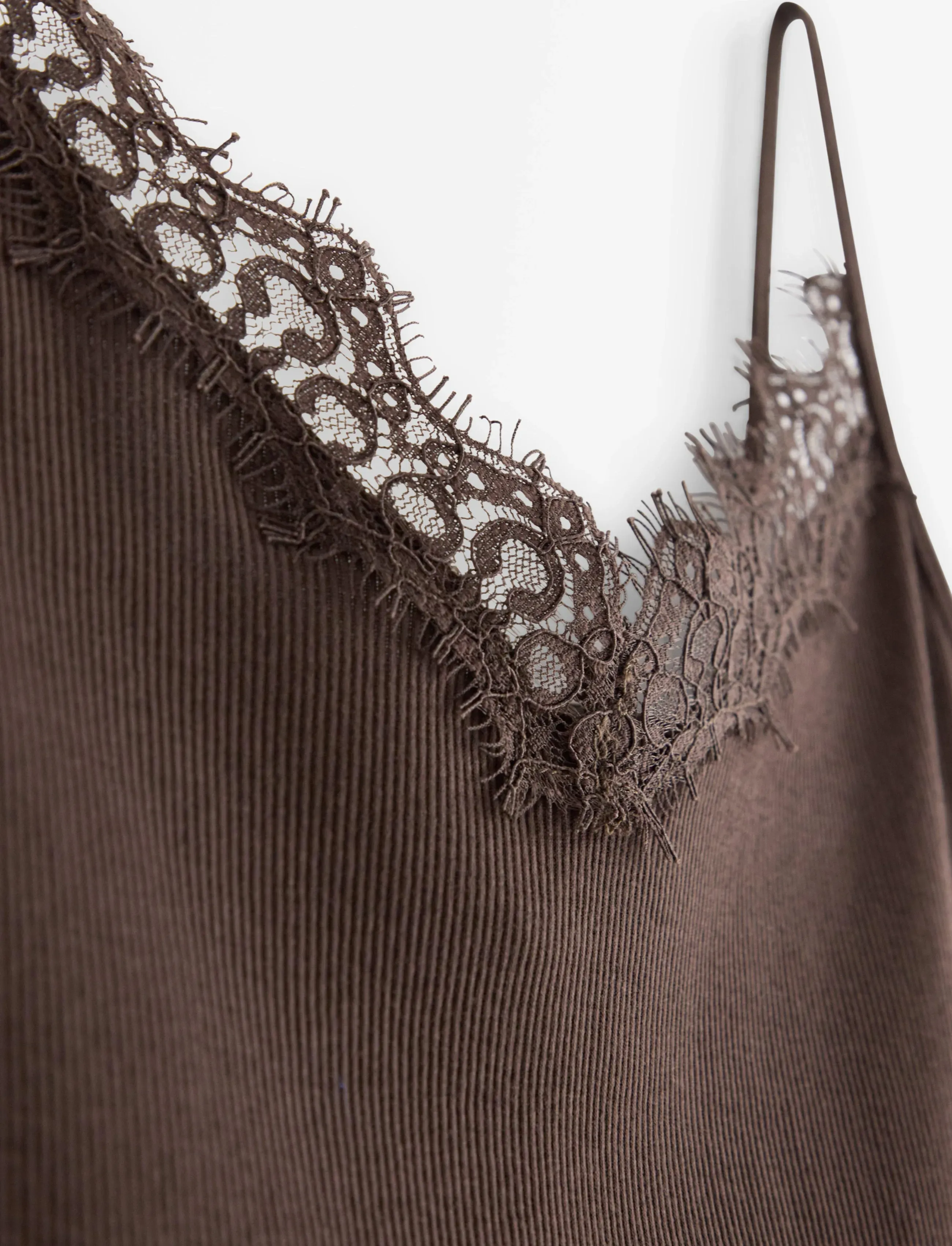 Lindex - Ribbed camisole - tanktops - dark dusty brown - 2