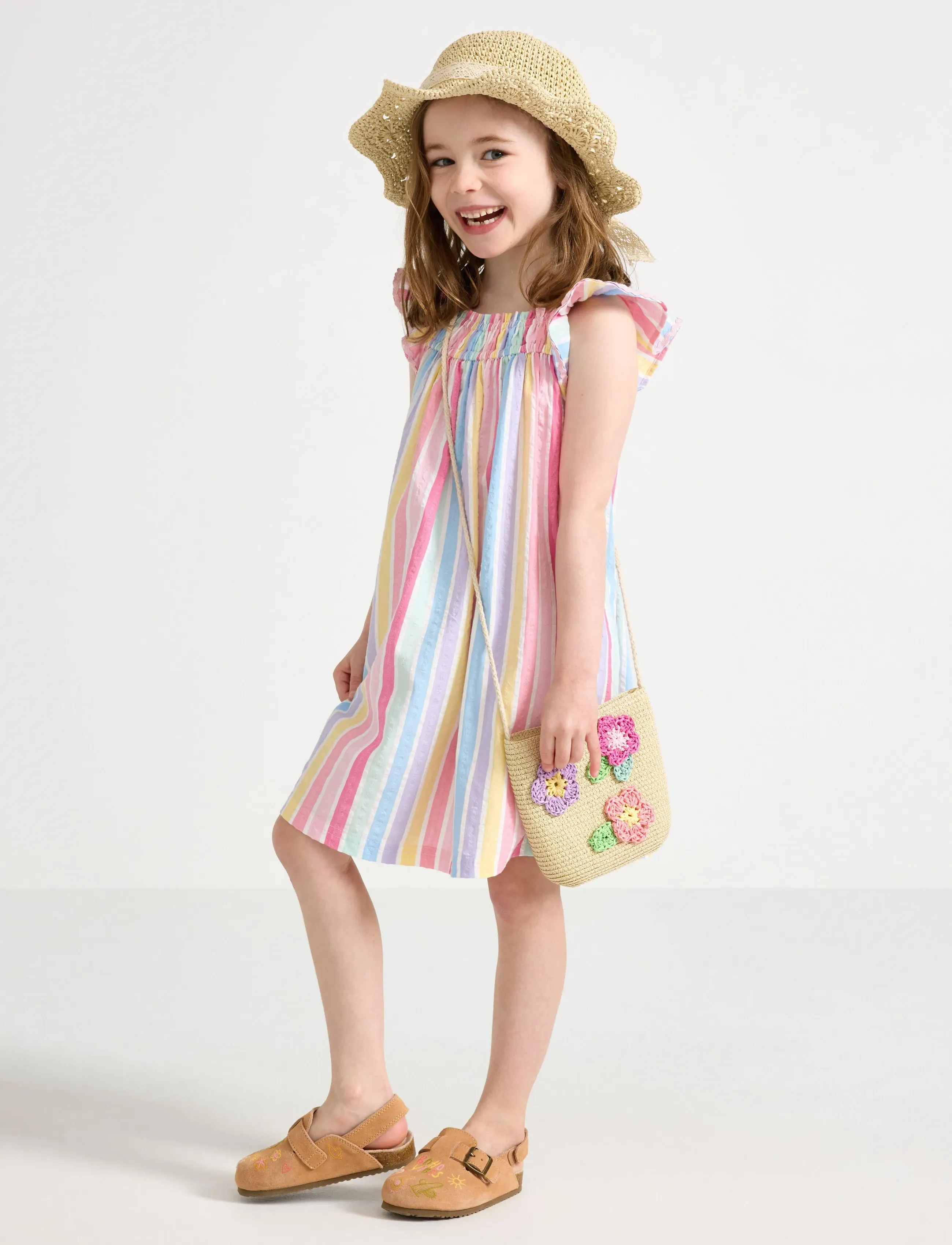 Lindex Dress In Seersucker, 92, Casual Dresses, Rosa - Sleeveless Kinder