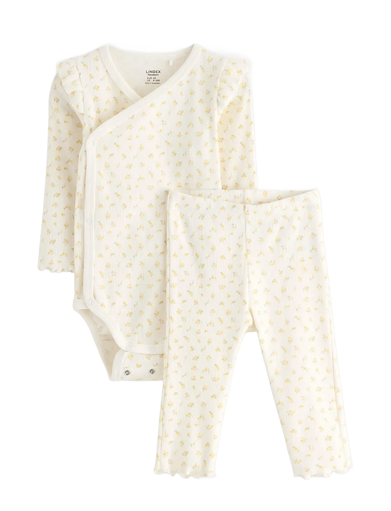 Lindex - Set wrap body leggings - sæt med body - light dusty white - 0