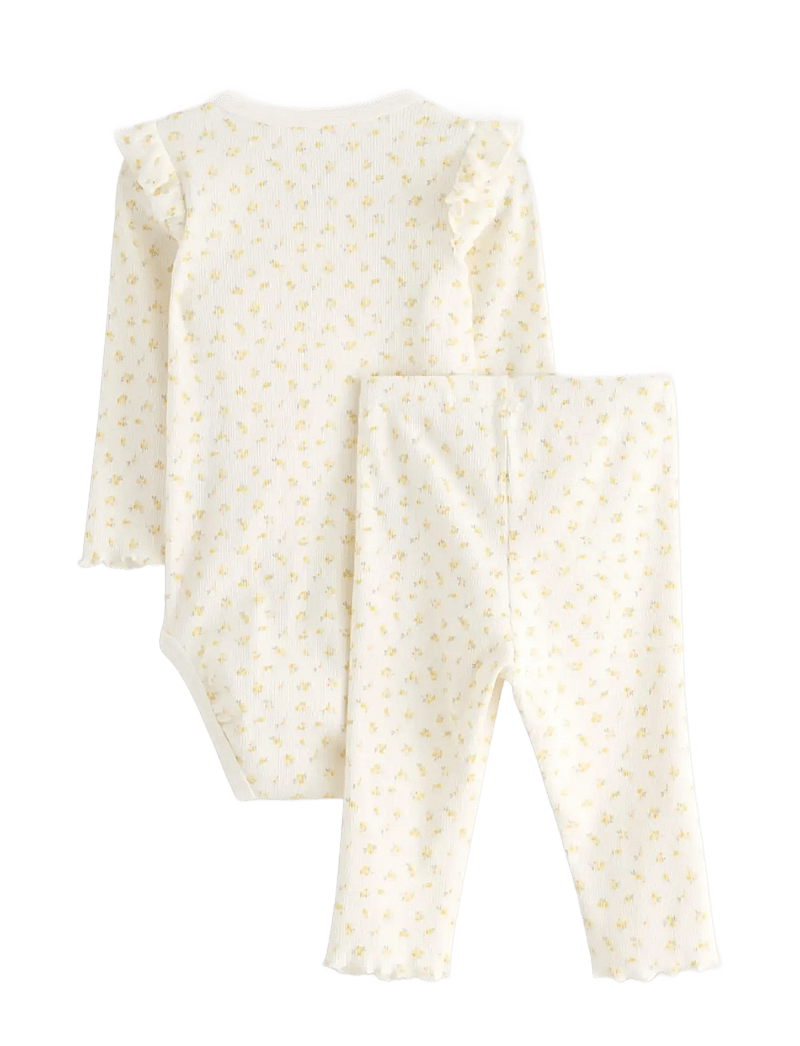 Lindex - Set wrap body leggings - sæt med body - light dusty white - 1