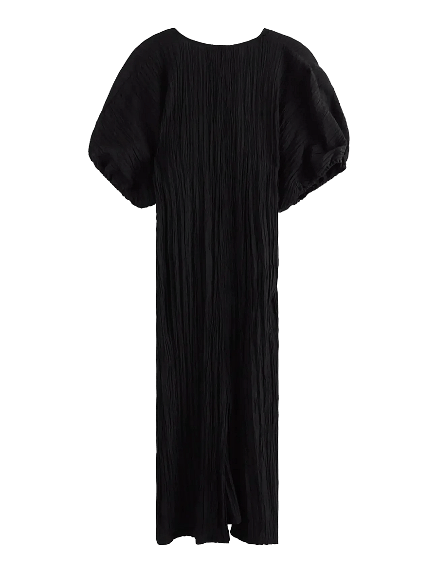 Lindex - Crinkled midi dress - midiklänningar - black - 2