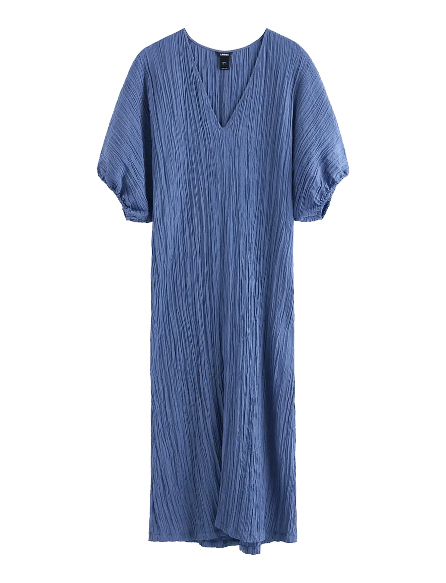 Lindex - Crinkled midi dress - midiklänningar - blue - 1