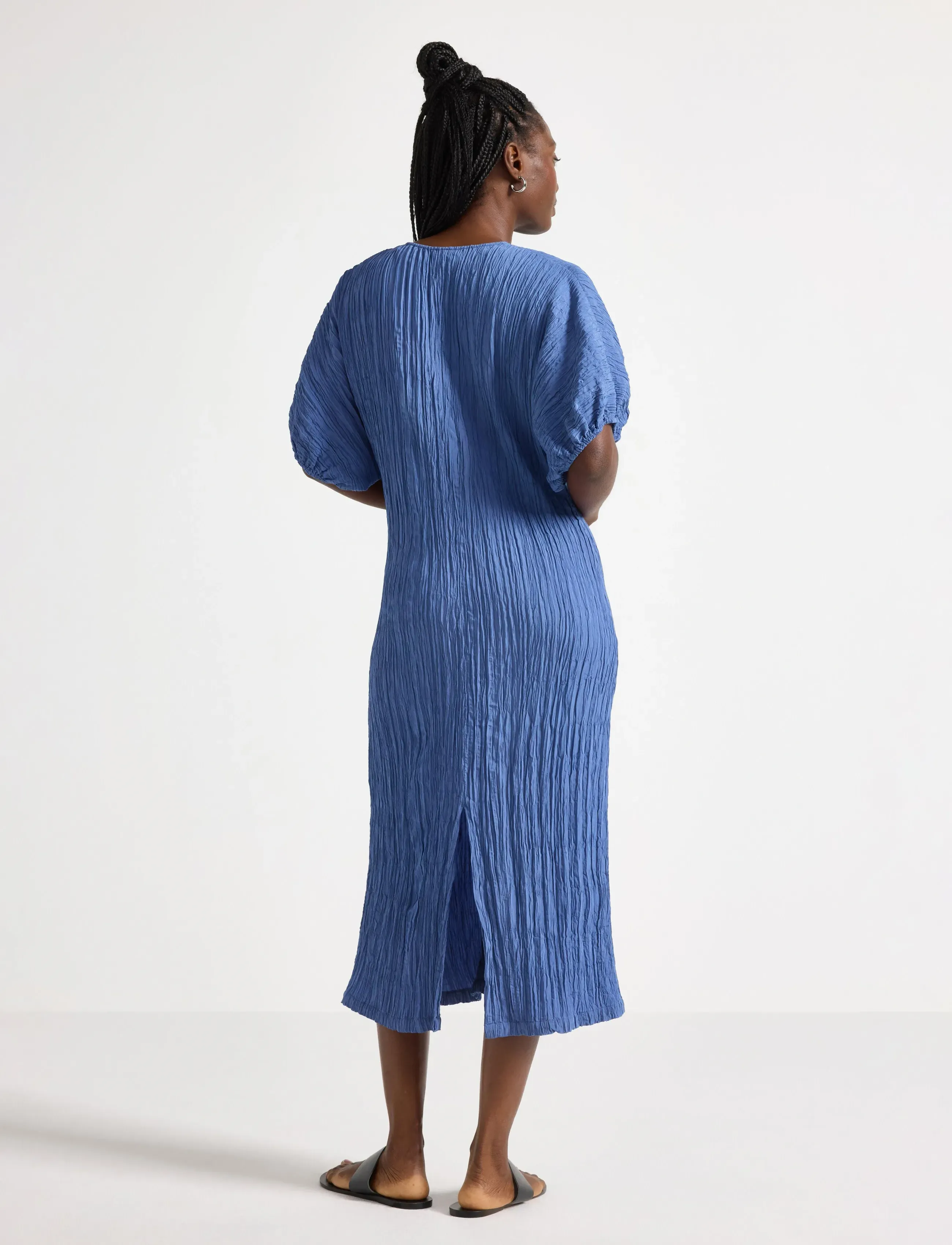 Lindex - Crinkled midi dress - midiklänningar - blue - 3