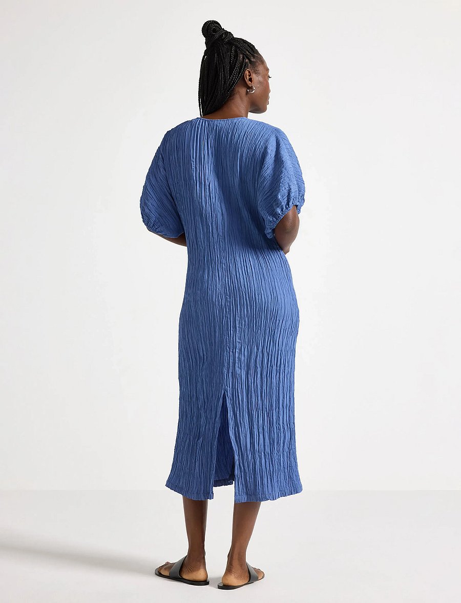 Lindex - Crinkled midi dress - midiklänningar - blue - 3