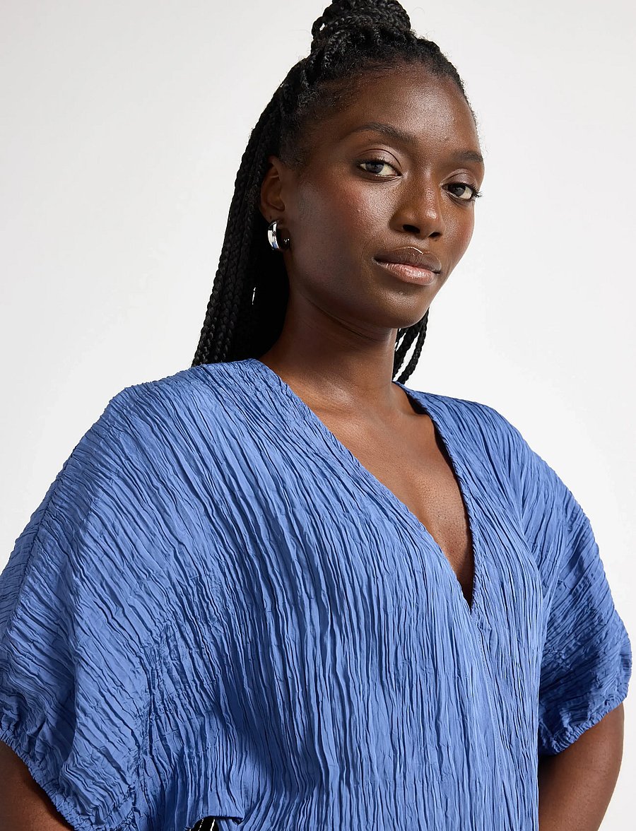 Lindex - Crinkled midi dress - midiklänningar - blue - 4