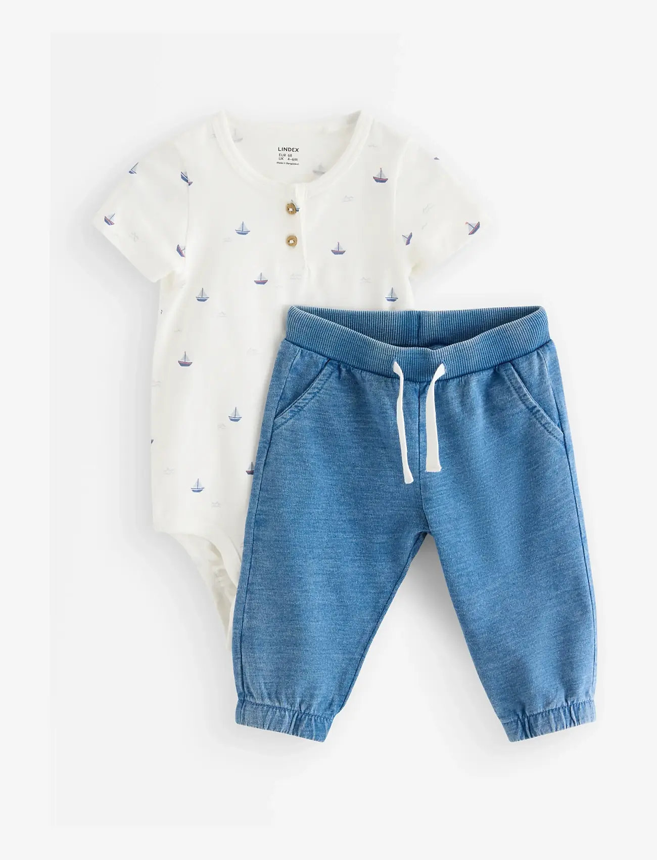 Lindex - Set - bodysuit and joggers - sæt med body - lt dusty blue - 0