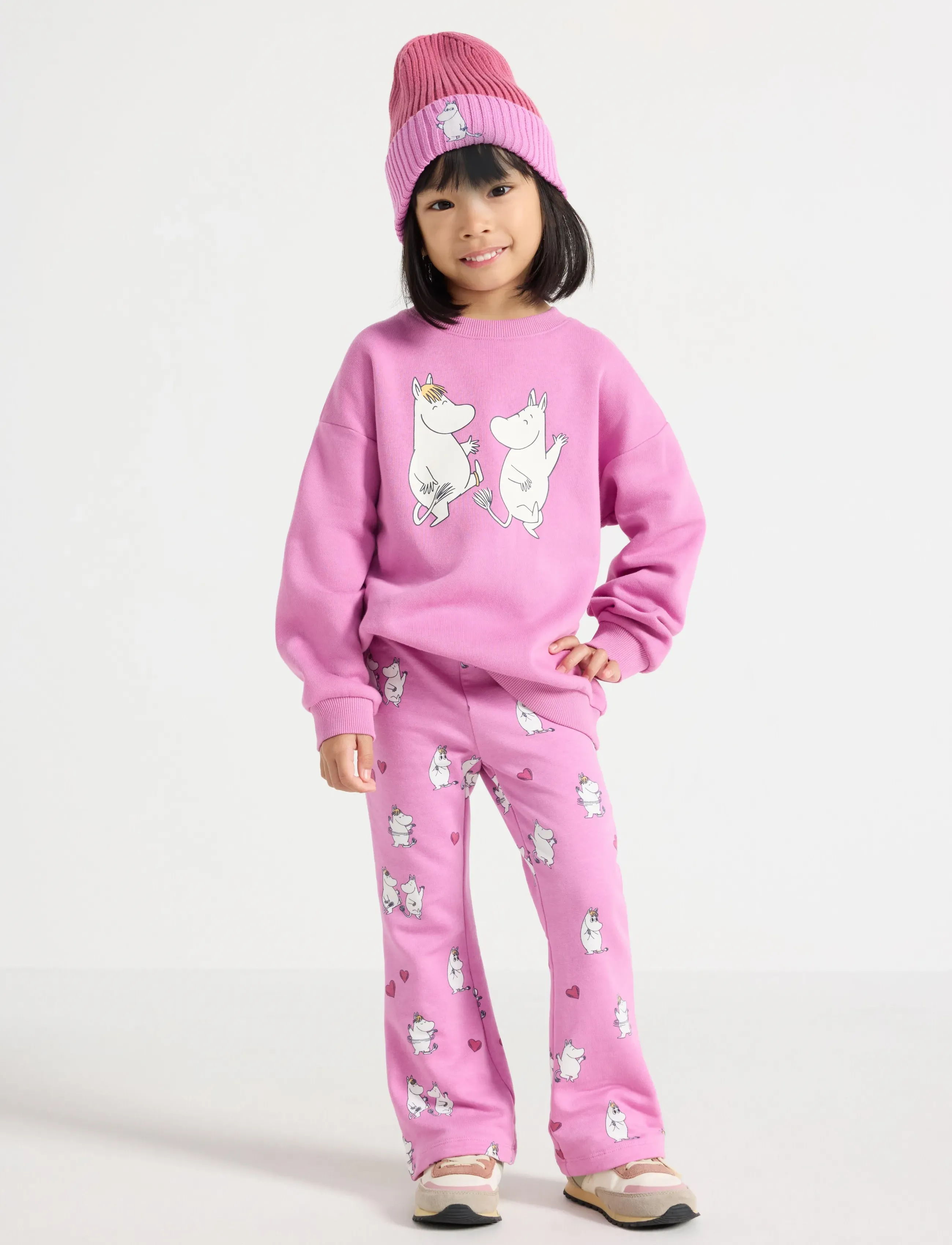 Lindex Moomin leggings with brushed inside - Bukser - DUSTY PINK / pink/rose