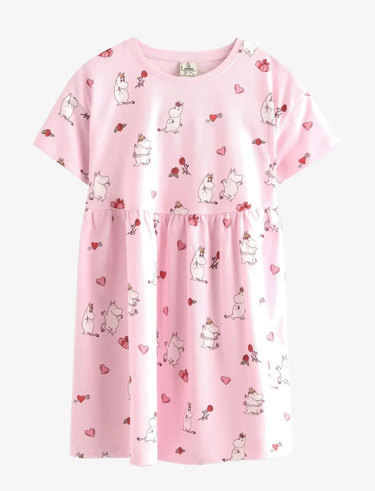 Lindex - Dress ss AOP Mumin - kortärmade vardagsklänningar - light pink - 1