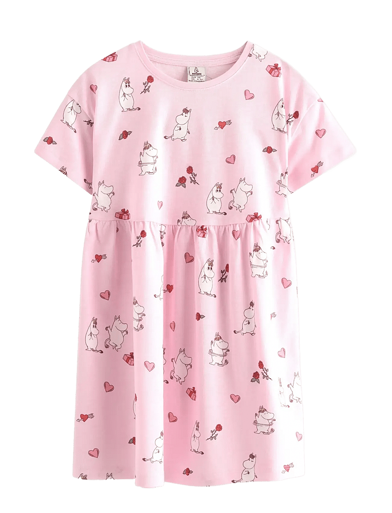 Lindex - Dress ss AOP Mumin - kortärmade vardagsklänningar - light pink - 1