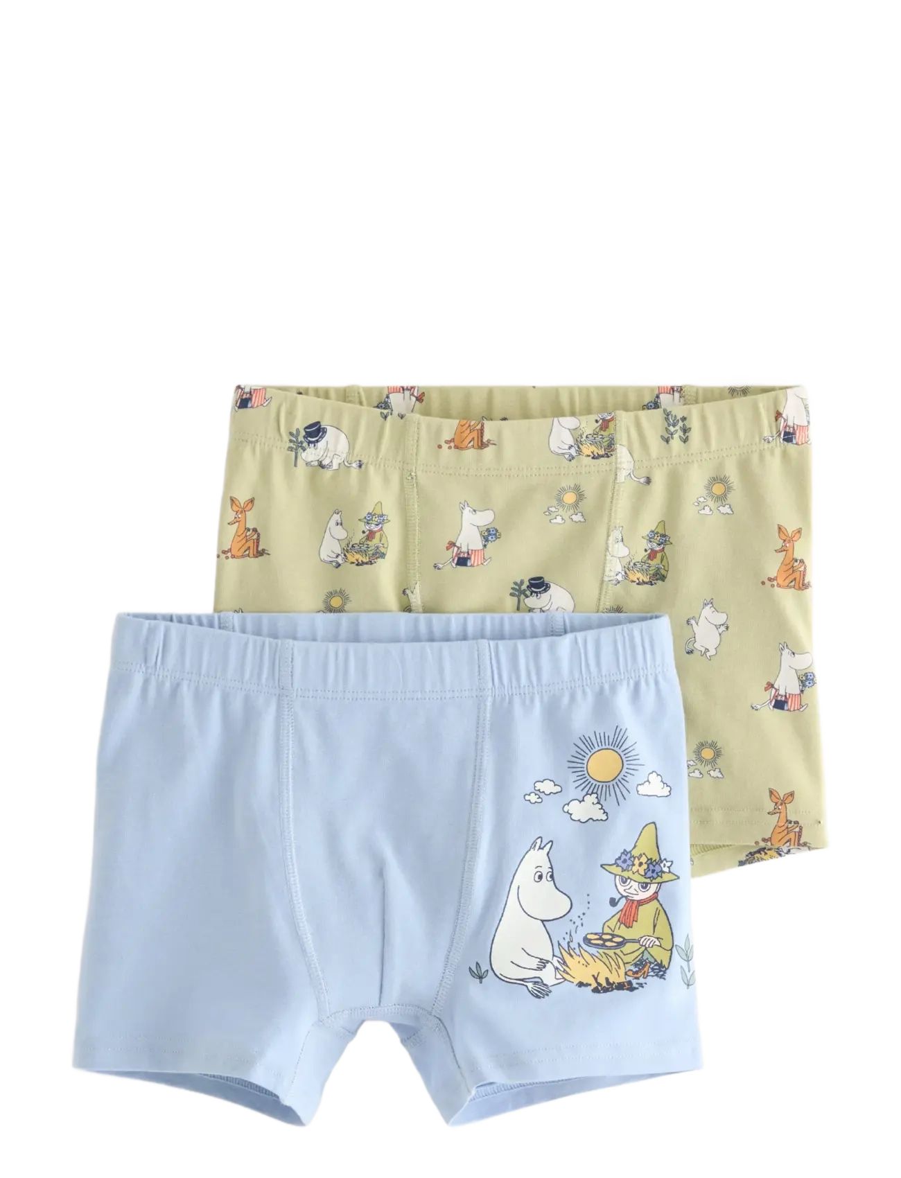 Lindex Boxer 2 Pack Aop Moomin Hidden, Børn, Børne Moomin Print 2-Pak Boxerunderbukser, Blå, Str: 122/128
