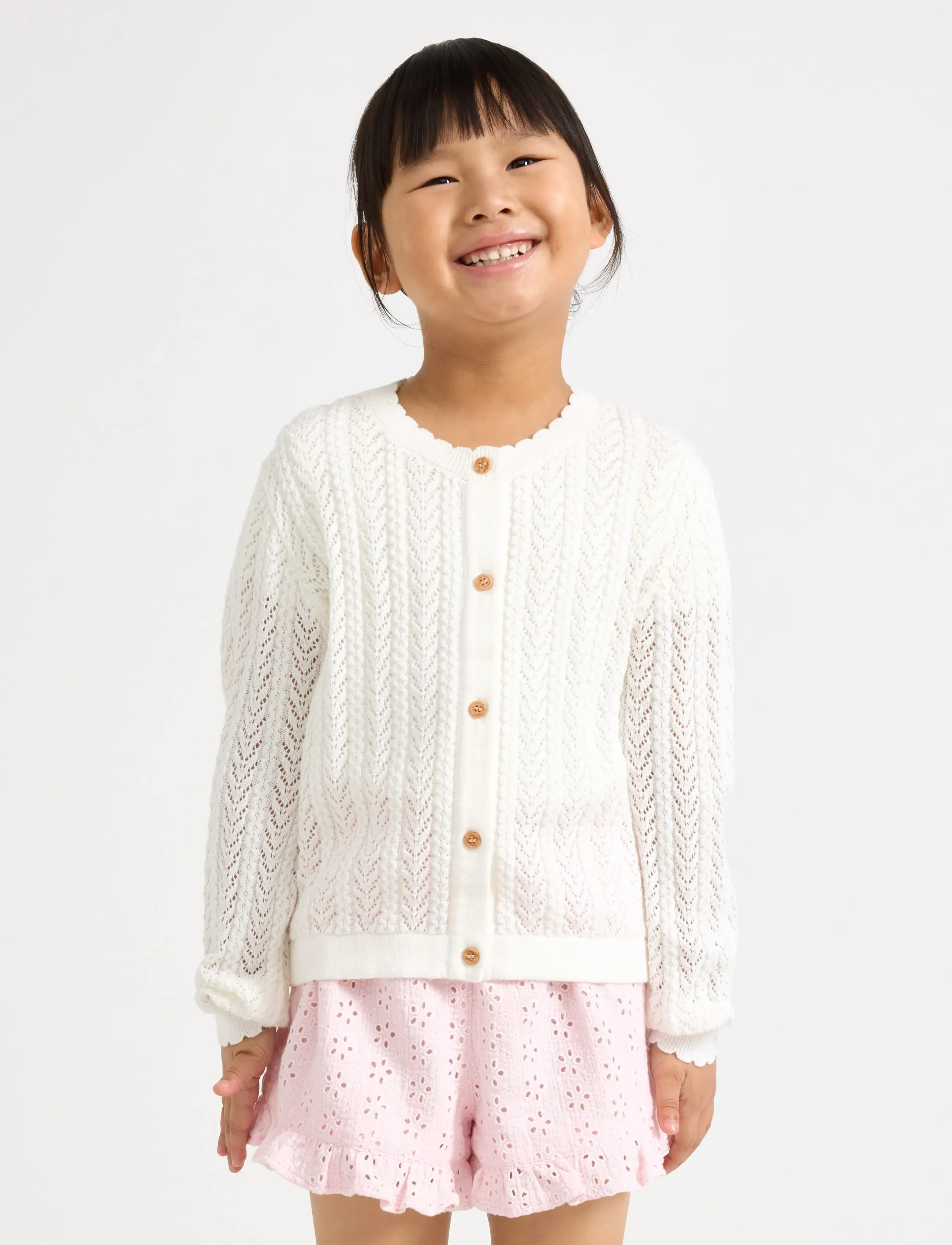 Lindex Pattern-knit cardigan - Oberteile - LIGHT DUSTY WHITE / cream