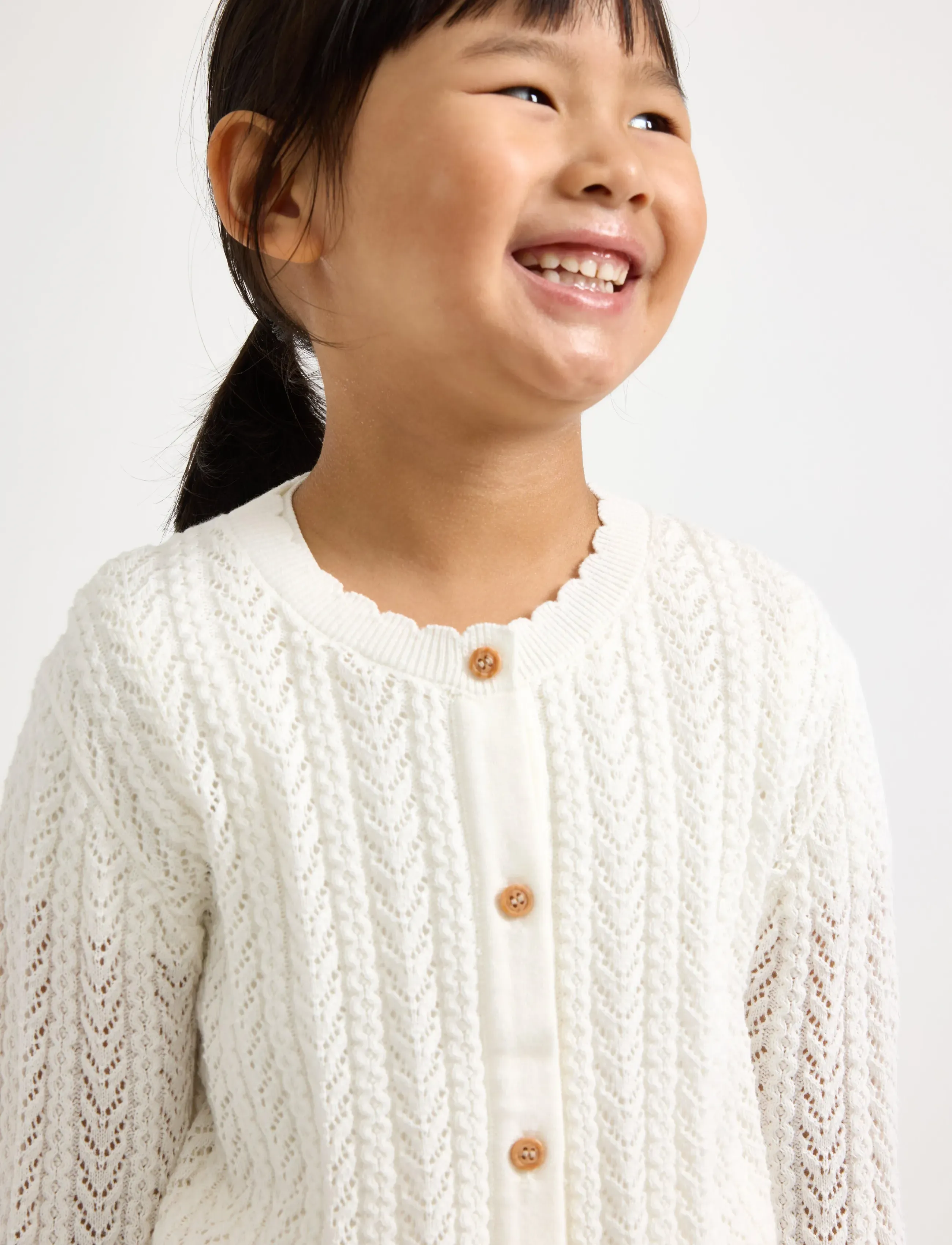 Lindex - Pattern-knit cardigan - cardigans - light dusty white - 4