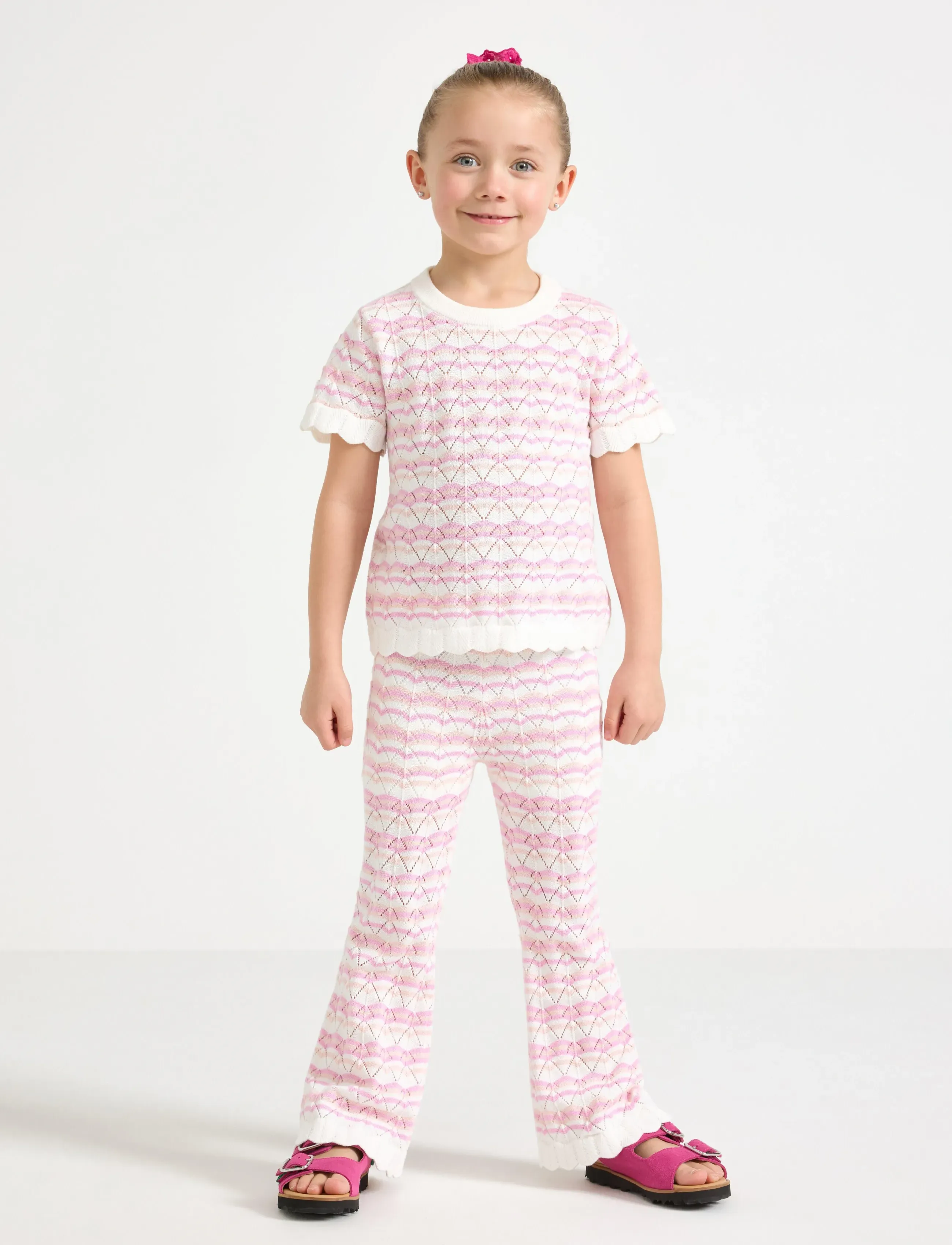 Lindex Trousers With Crochet Look, 122, Cream, Underdele > Bukser, Børn