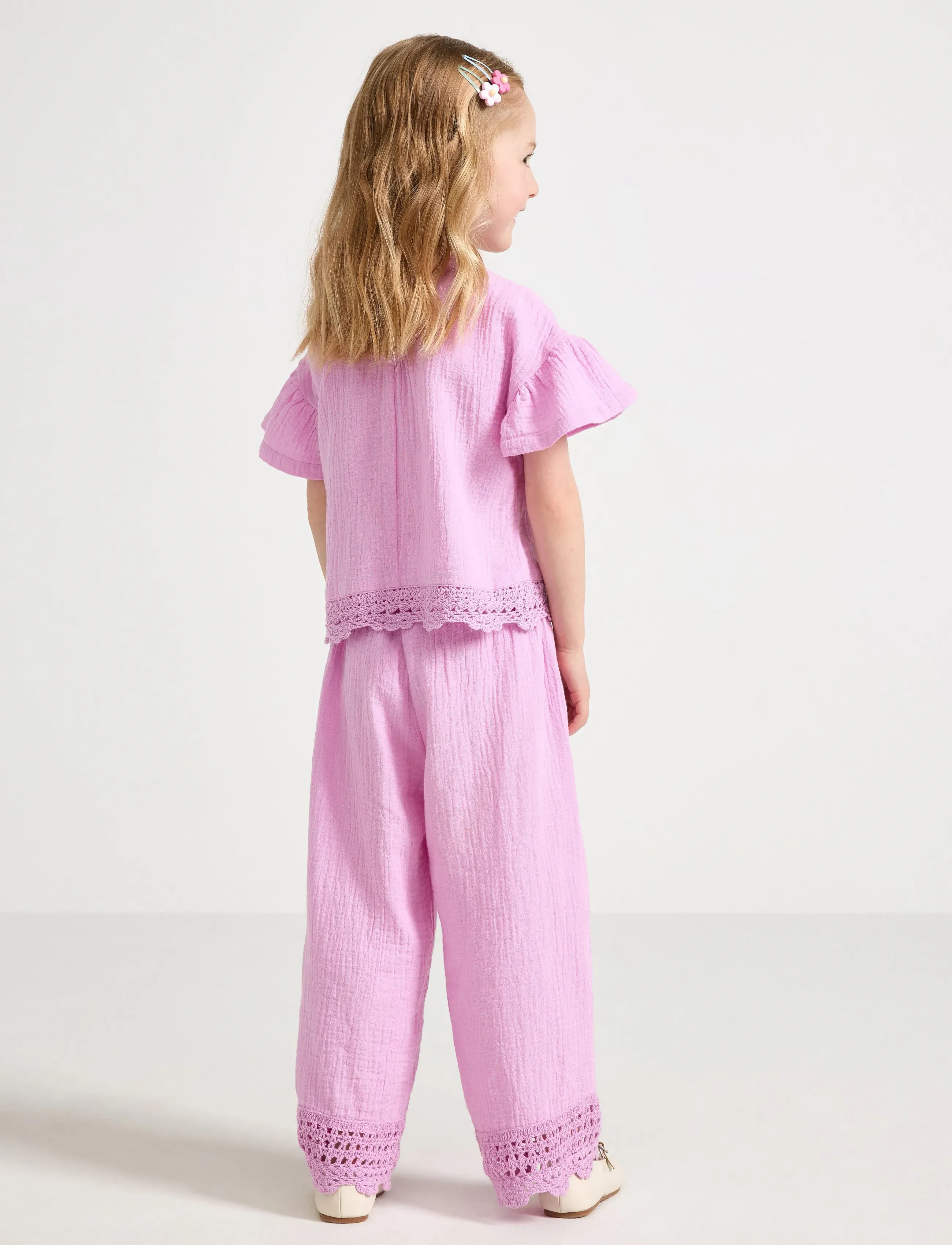 Lindex - Trousers in cotton gauze - babybukser - light lilac - 3