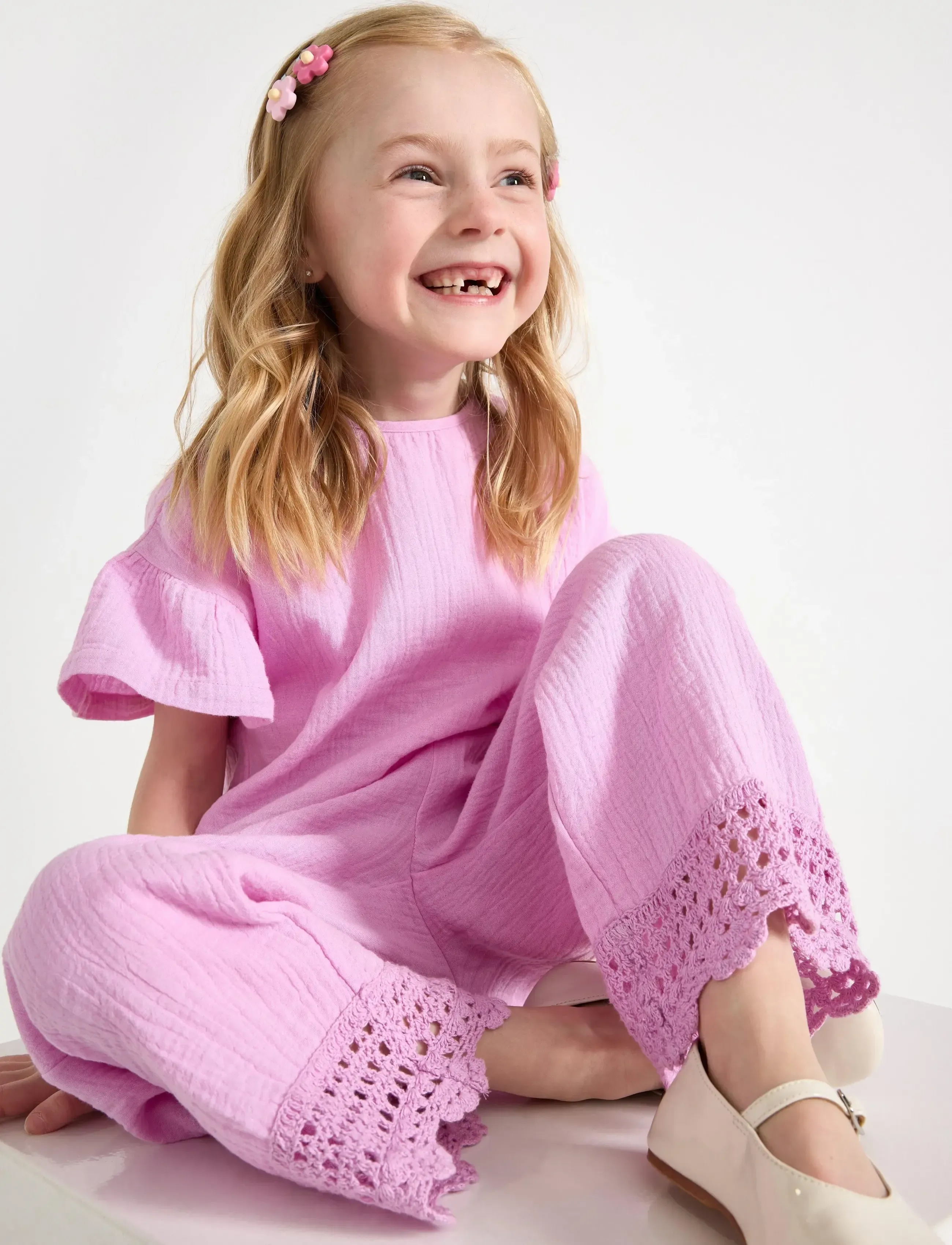 Lindex - Trousers in cotton gauze - babybukser - light lilac - 4