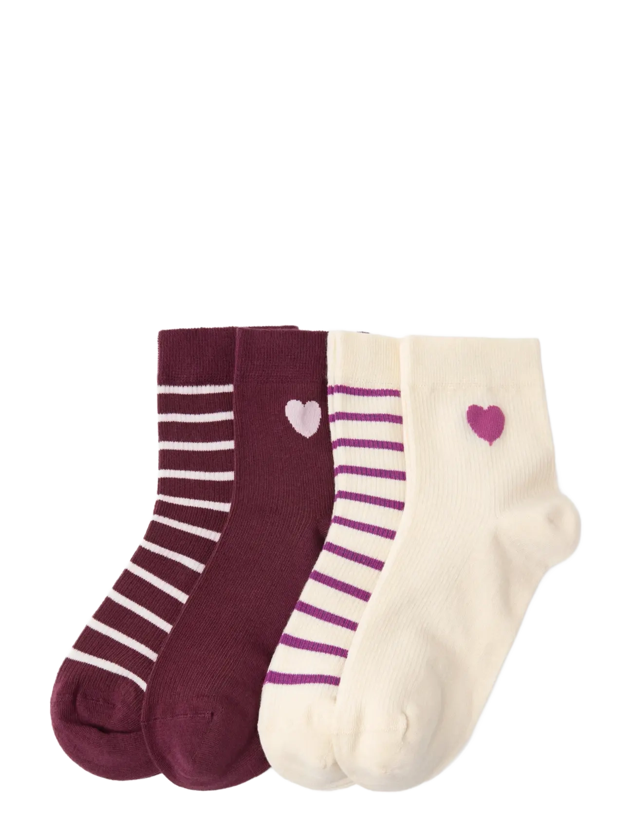 LINDEX Socke High Ankle 4 P Stripes An Burgundy - 36/38 - Damen