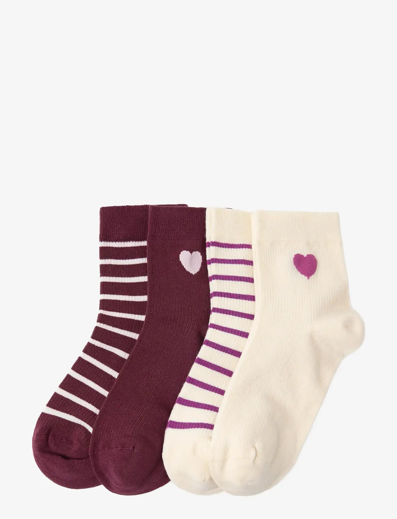 Lindex - Sock high ankle 4 p stripes an - ankelstrømper - dark dusty lilac - 0