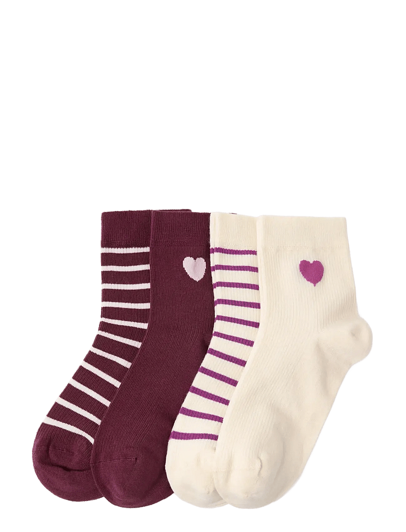Lindex - Sock high ankle 4 p stripes an - sneackersocken - dark dusty lilac - 0