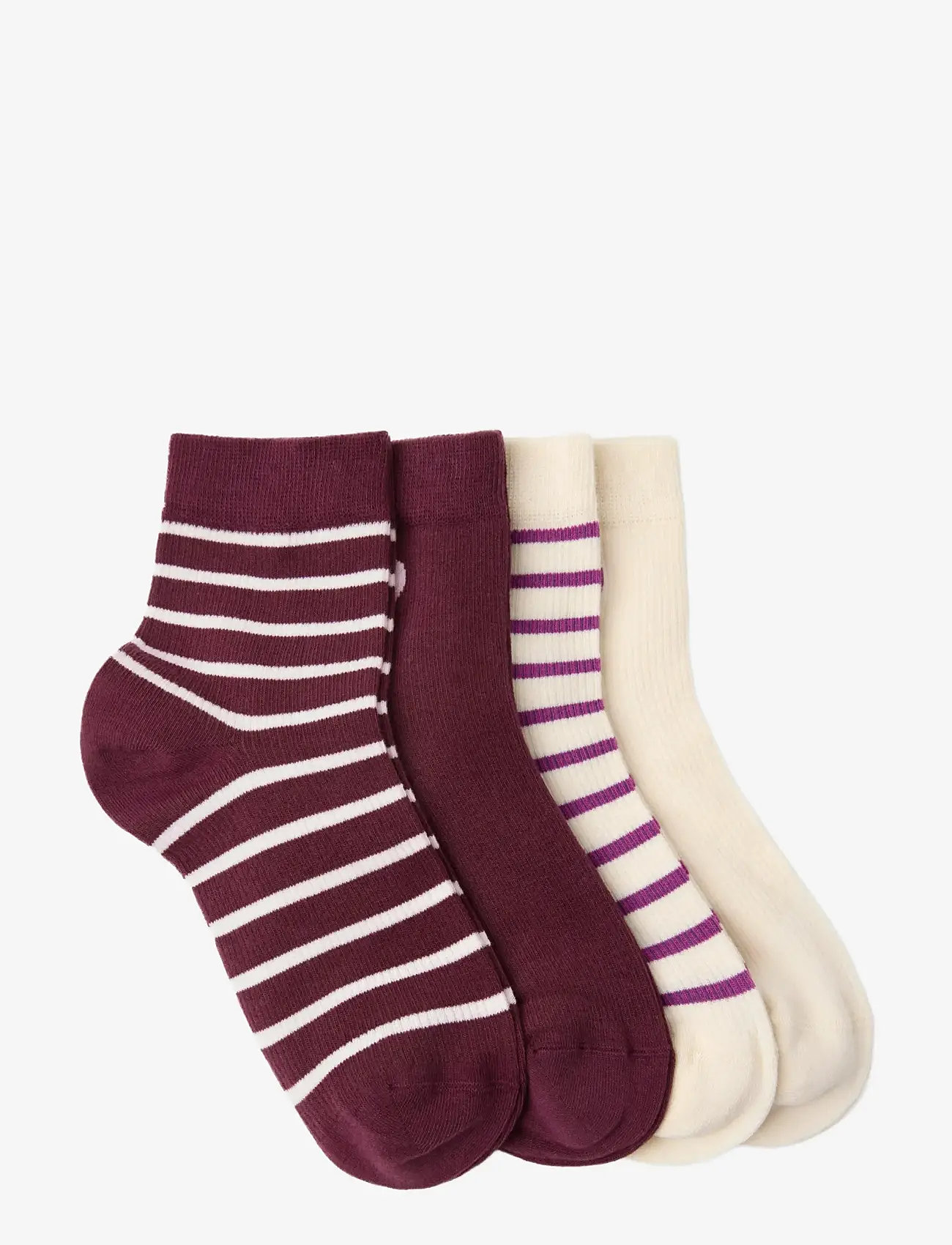 Lindex - Sock high ankle 4 p stripes an - ankelstrømper - dark dusty lilac - 1