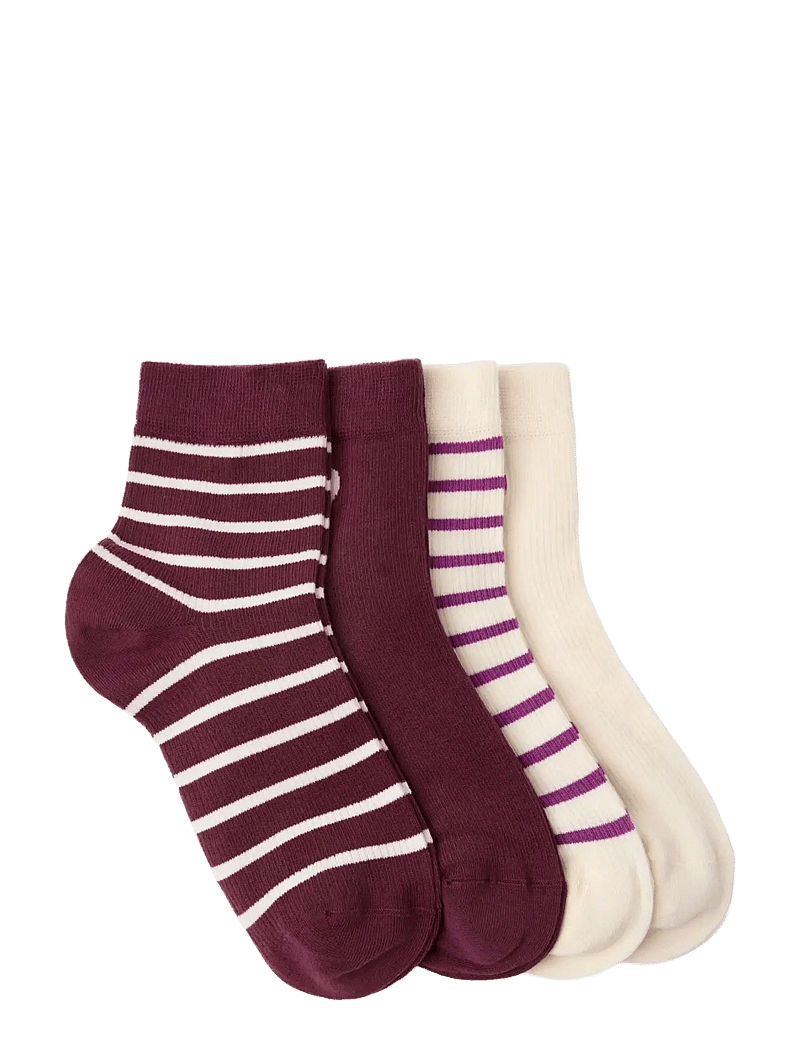 Lindex - Sock high ankle 4 p stripes an - sneackersocken - dark dusty lilac - 1