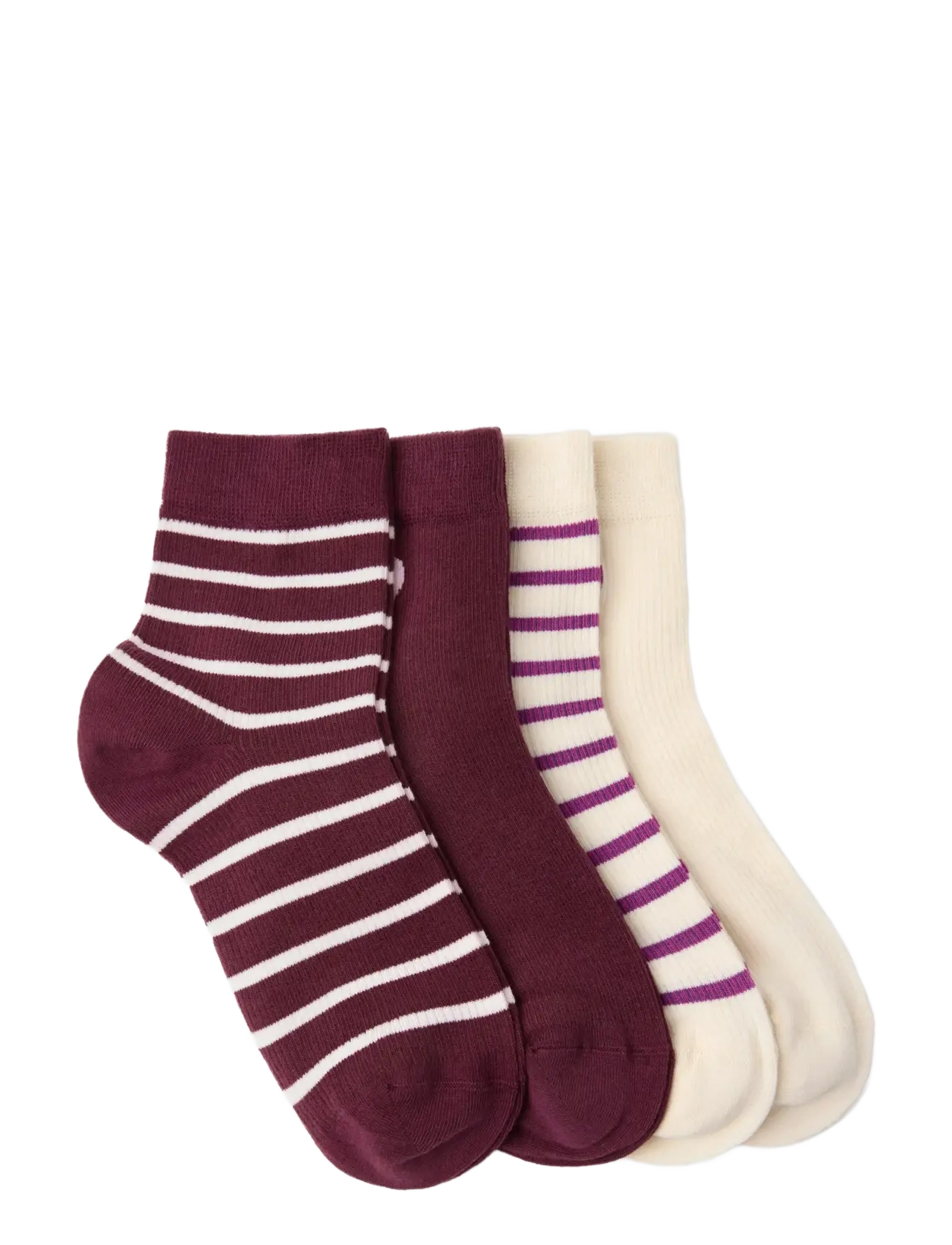 Lindex - Sock high ankle 4 p stripes an - ankle socks - dark dusty lilac - 1