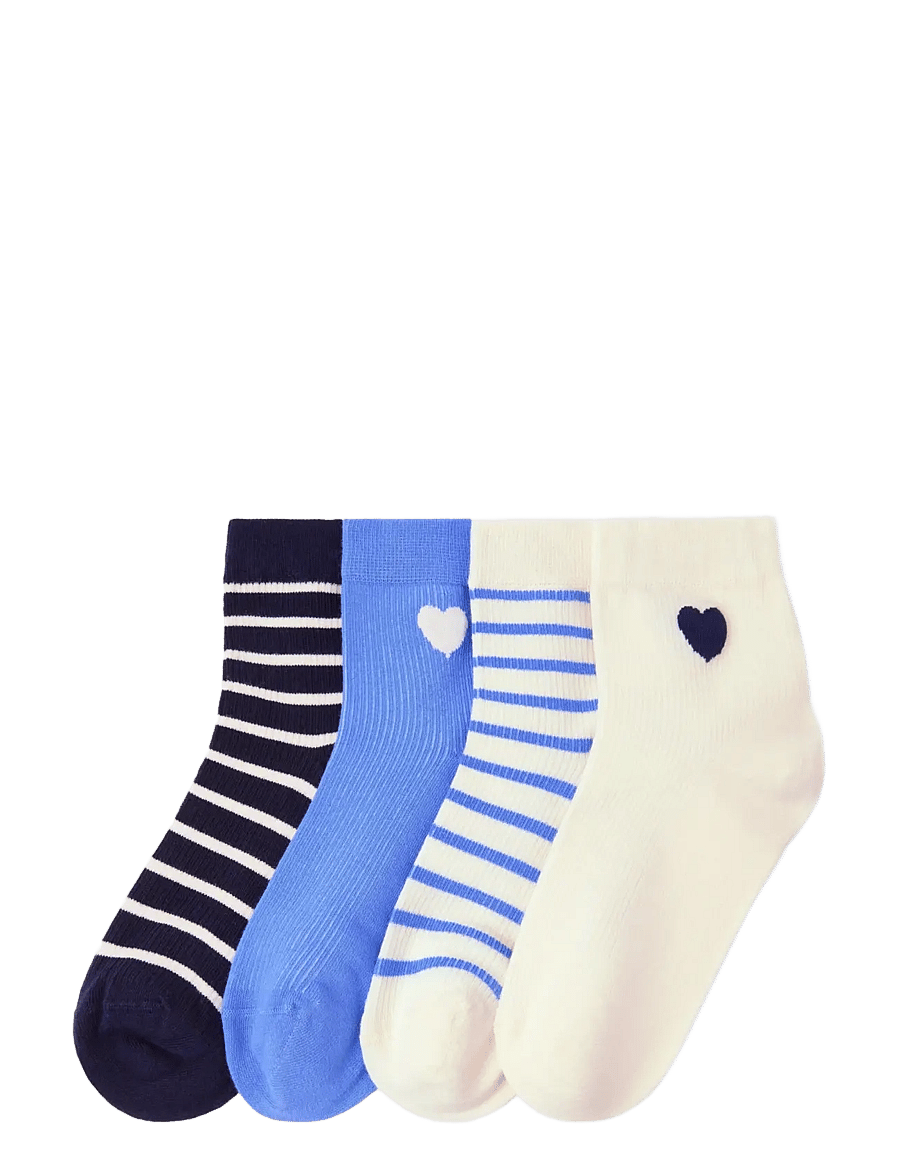 Lindex - Sock high ankle 4 p stripes an - sneackersocken - light dusty blue - 0