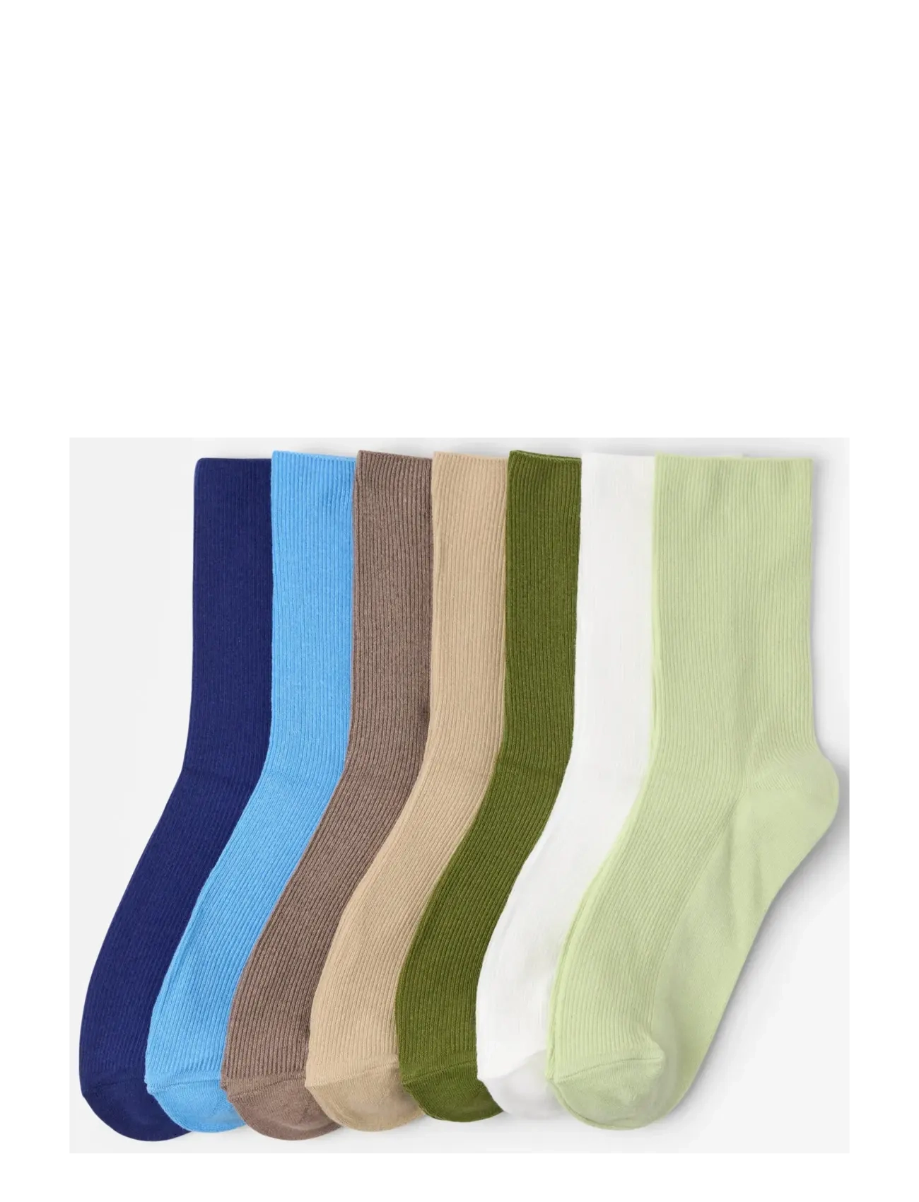 Lindex Sock 7 p rib mixed colours - Almindelige strømper - LIGHT GREEN / navy