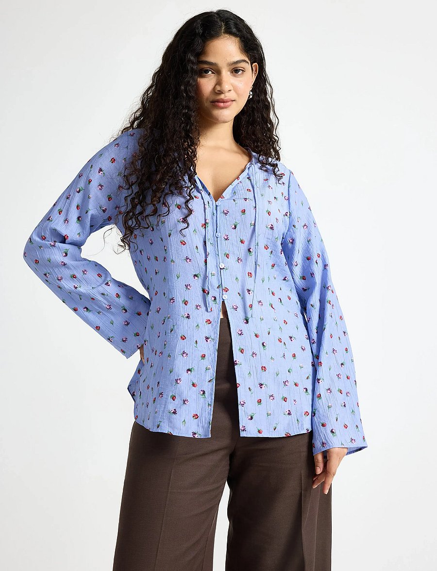 Lindex - Long-sleeved blouse - langærmede bluser - dusty blue - 0