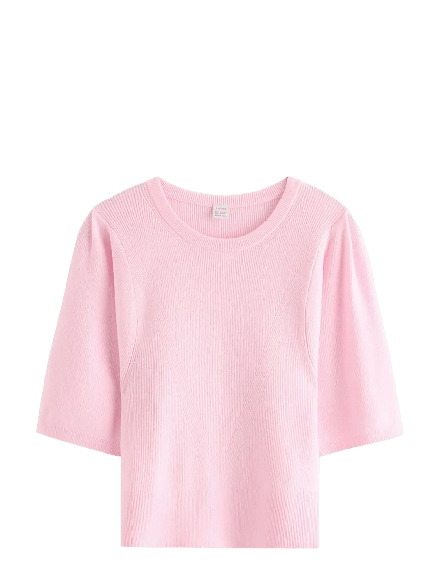 Lindex - Top knitted big sleeve - kurzärmlige hemden - light pink - 1