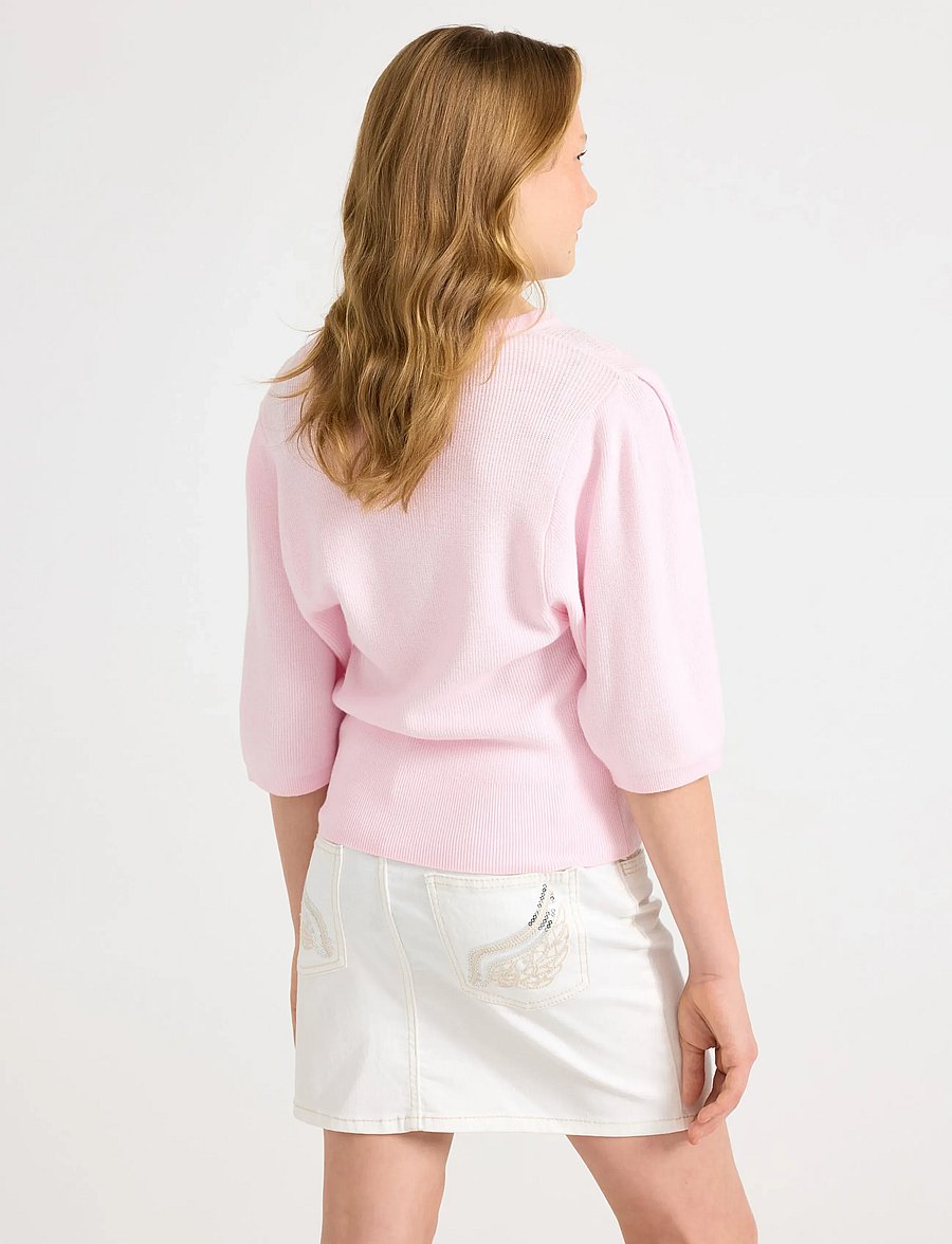 Lindex - Top knitted big sleeve - kurzärmlige hemden - light pink - 3