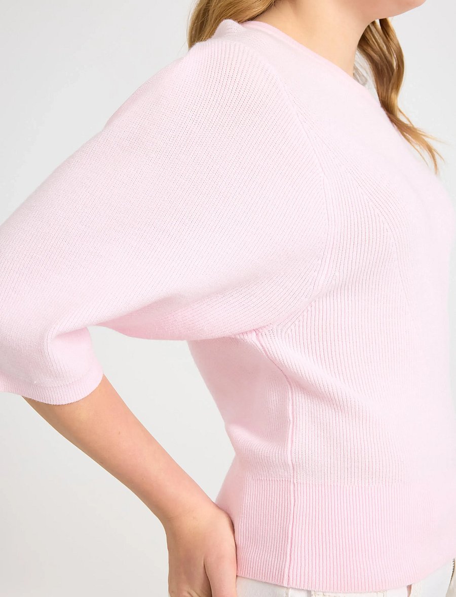 Lindex - Top knitted big sleeve - kurzärmlige hemden - light pink - 4