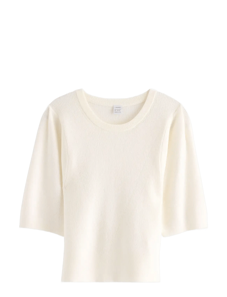 Lindex - Top knitted big sleeve - lühikeste varrukatega särgid - off white - 1