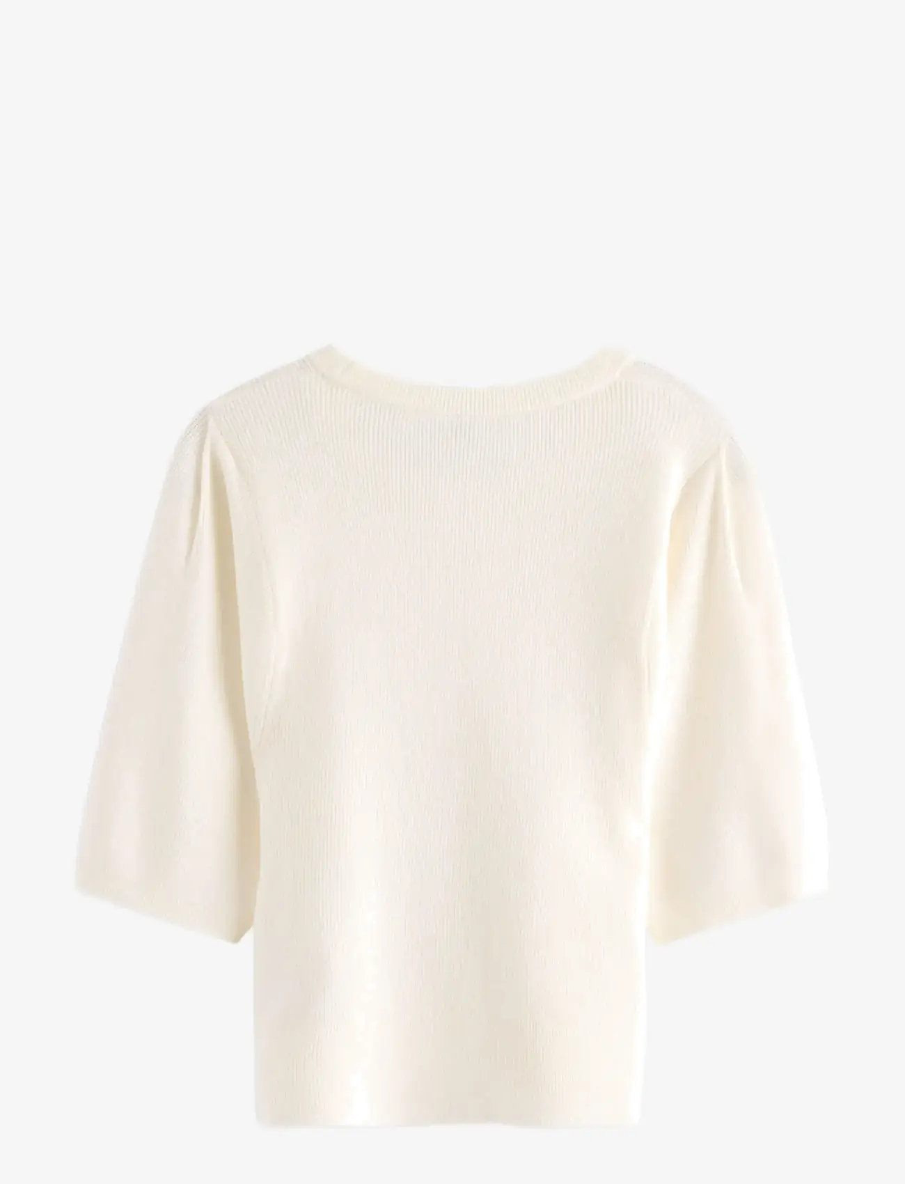 Lindex - Top knitted big sleeve - kortærmede skjorter - off white - 2