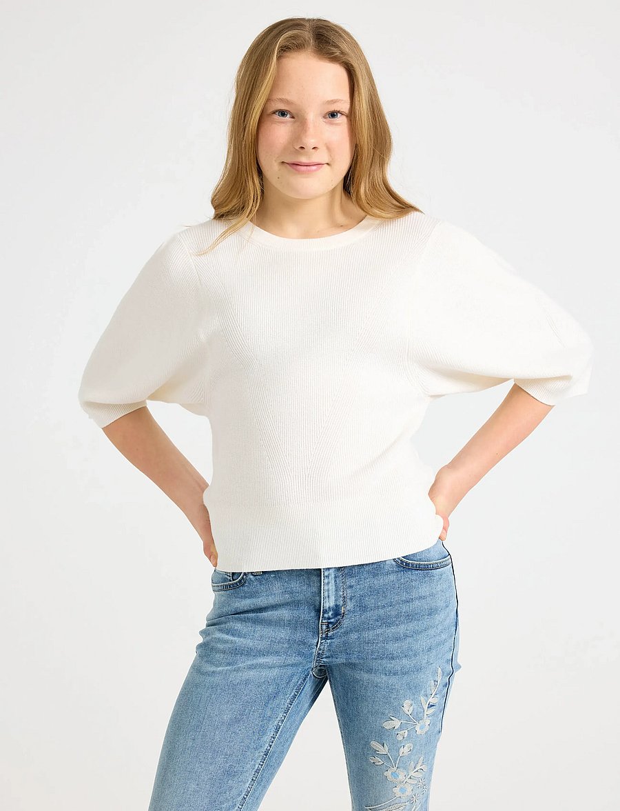 Lindex - Top knitted big sleeve - lühikeste varrukatega särgid - off white - 0