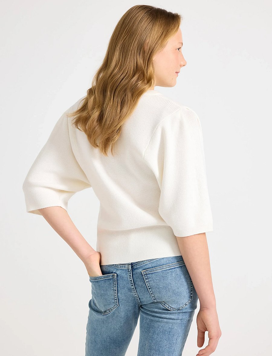 Lindex - Top knitted big sleeve - lühikeste varrukatega särgid - off white - 3