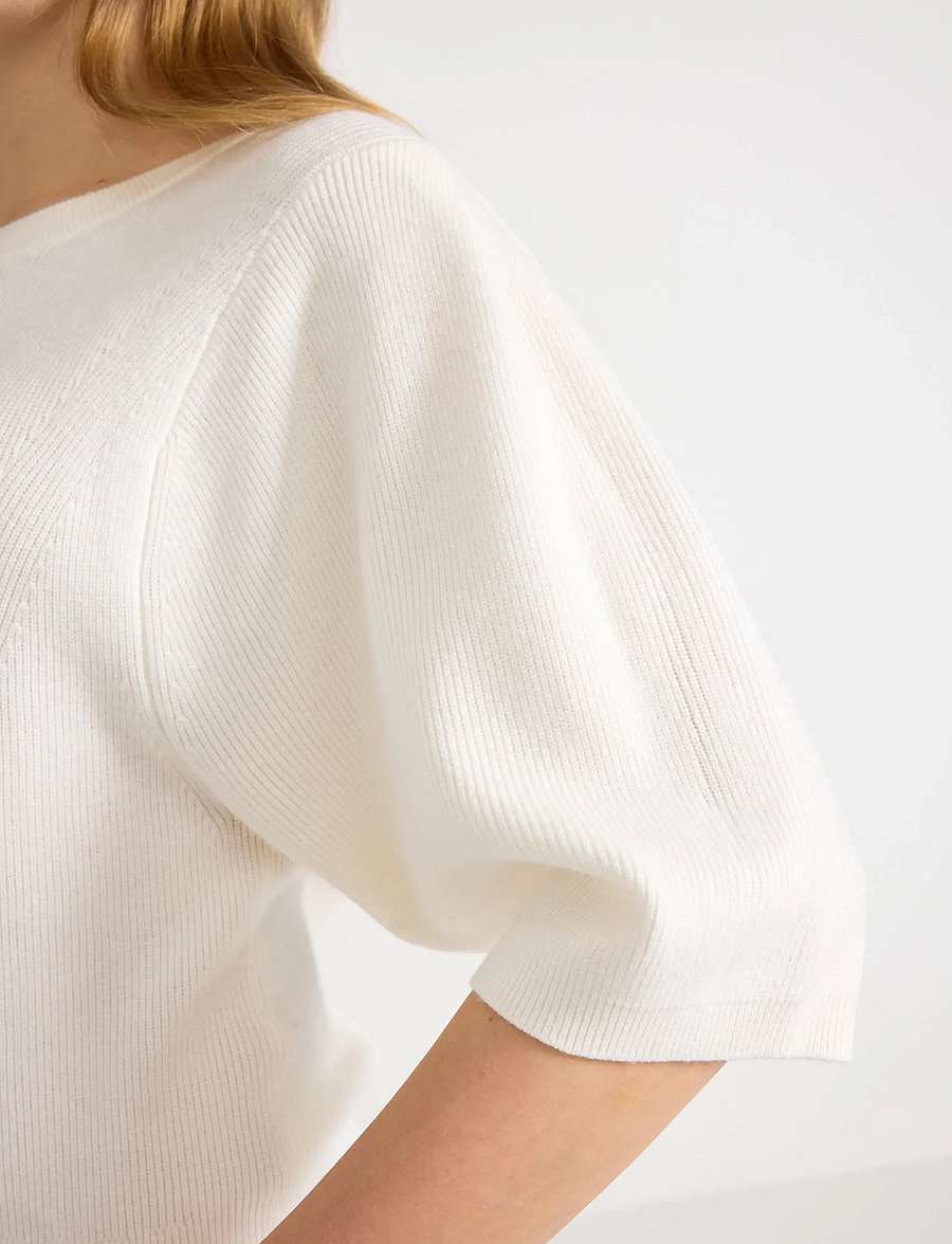Lindex - Top knitted big sleeve - lühikeste varrukatega särgid - off white - 4
