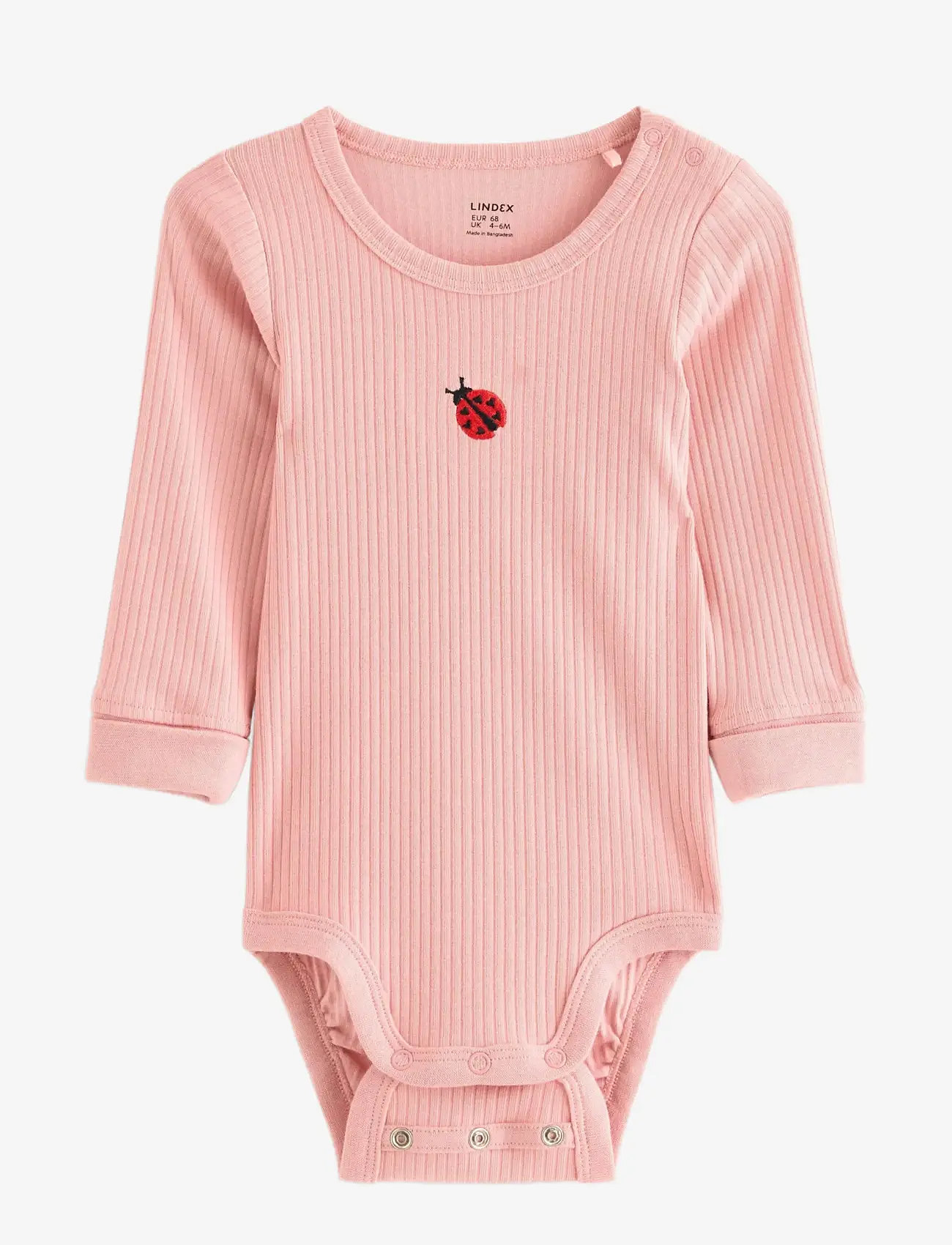 Lindex - Ribbed bodysuit - langærmede bodyer - light pink - 0