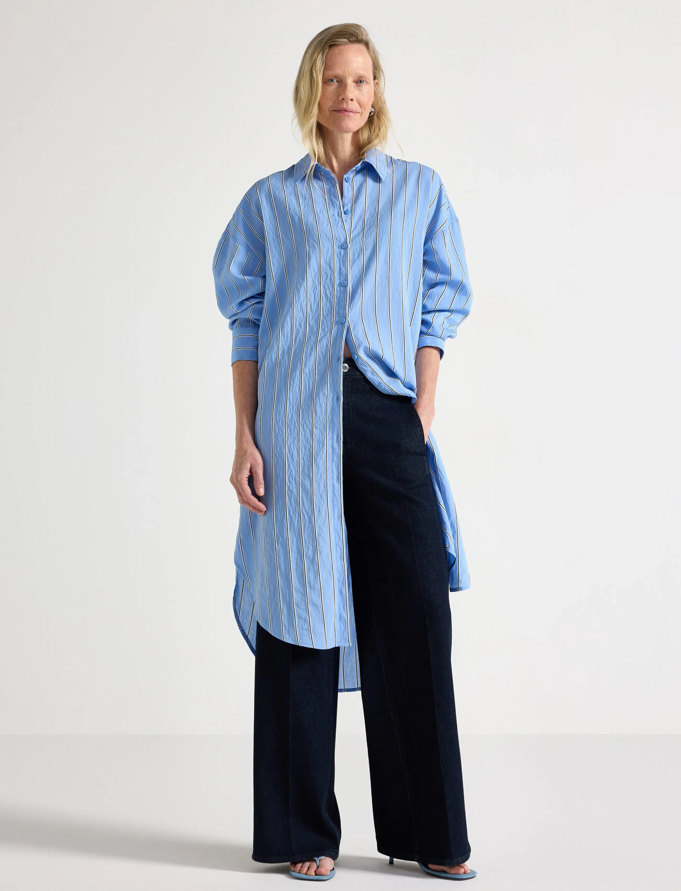 Lindex Shirt dress with midi length - Hemdkleider - LIGHT DUSTY BLUE / blue
