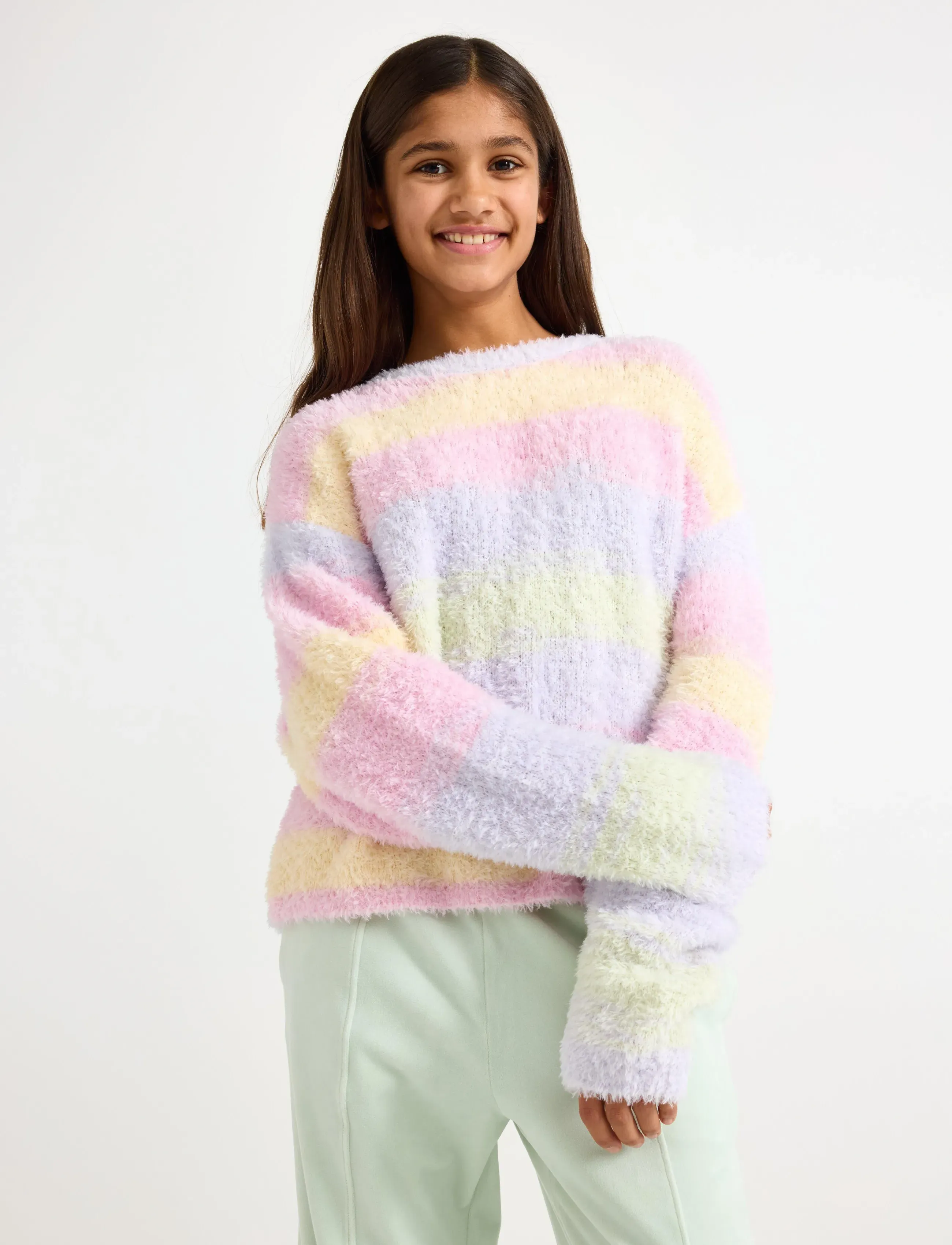 Lindex Sweater knitted rainbow - Overdeler - LIGHT PINK / multi