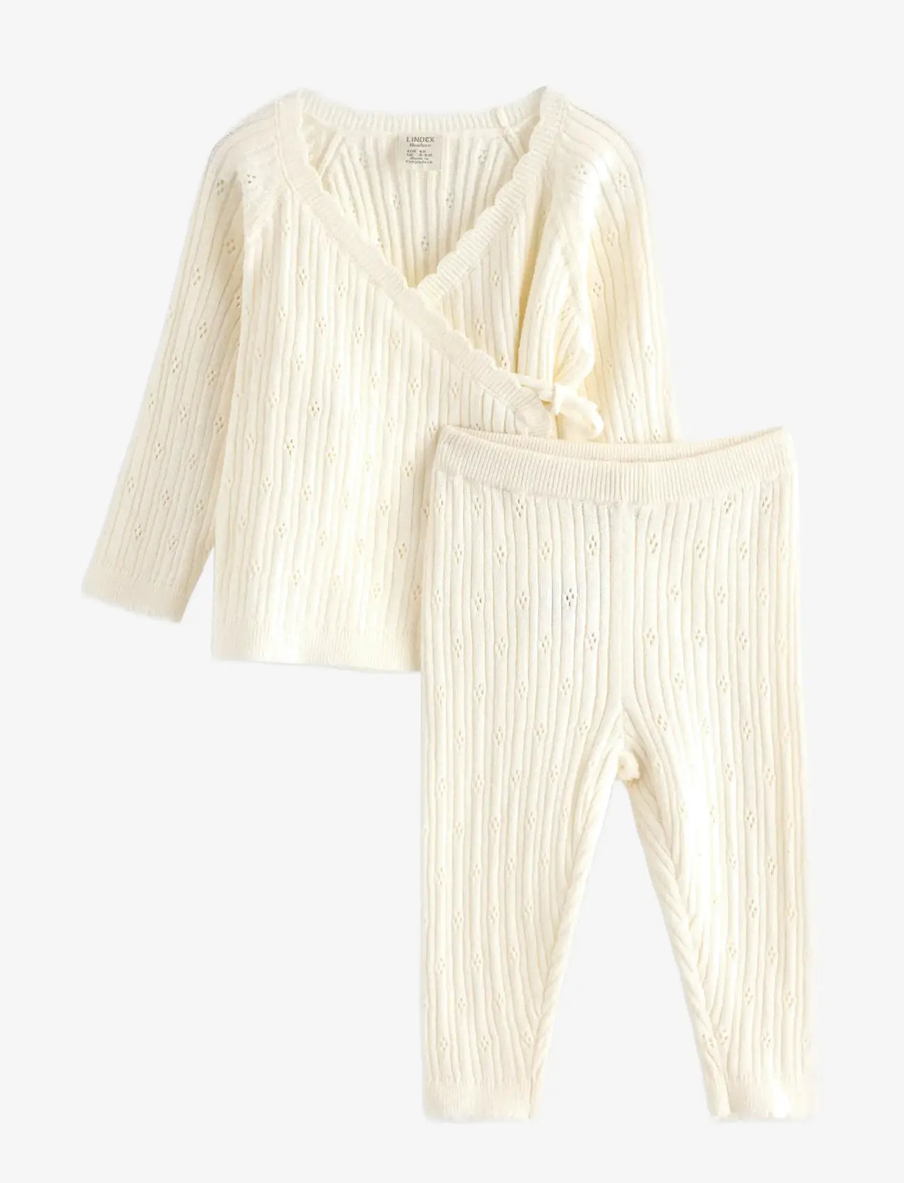 Lindex - Set cardigan leggings knitted - pikkade varrukatega t-särkide komplektid - light dusty white - 0