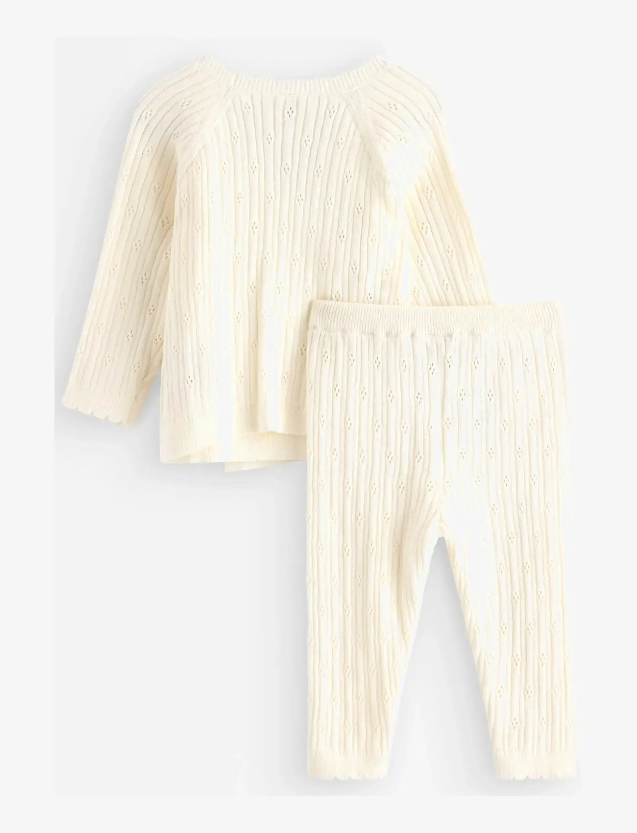 Lindex - Set cardigan leggings knitted - pikkade varrukatega t-särkide komplektid - light dusty white - 1