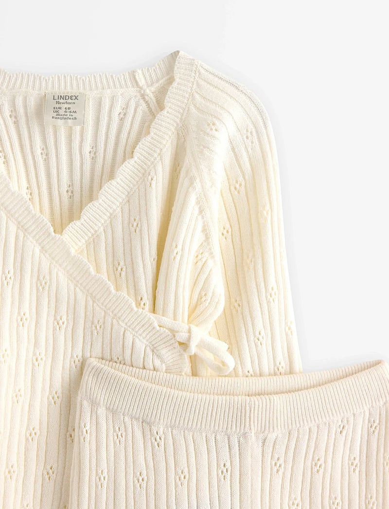 Lindex - Set cardigan leggings knitted - pikkade varrukatega t-särkide komplektid - light dusty white - 2