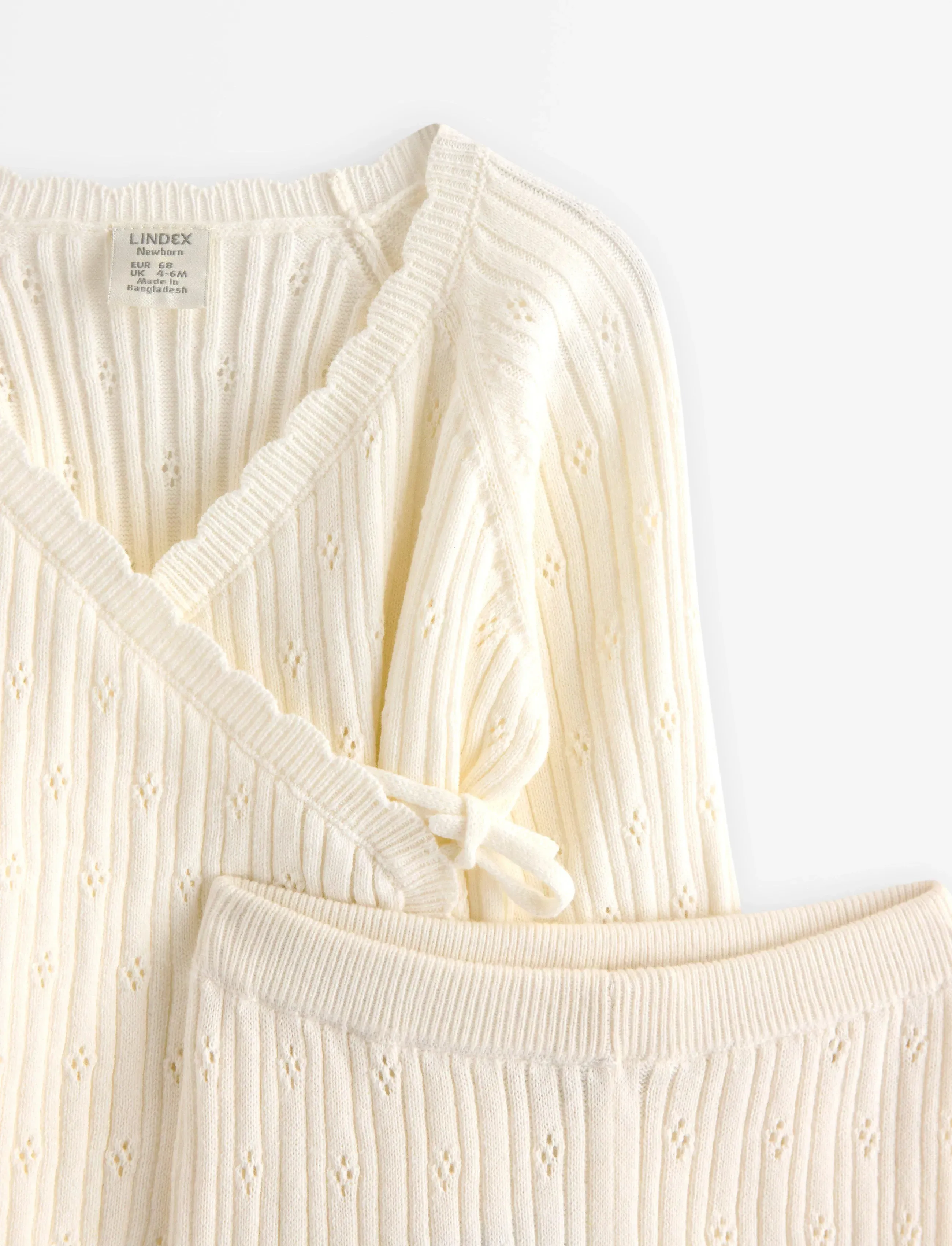Lindex - Set cardigan leggings knitted - pikkade varrukatega t-särkide komplektid - light dusty white - 2