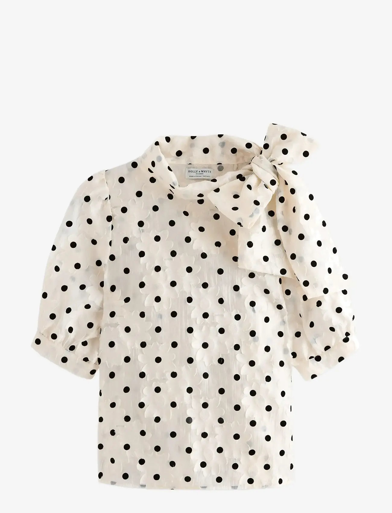 Lindex - Blouse Darcy Jacquard - kortärmade blusar - off white - 1