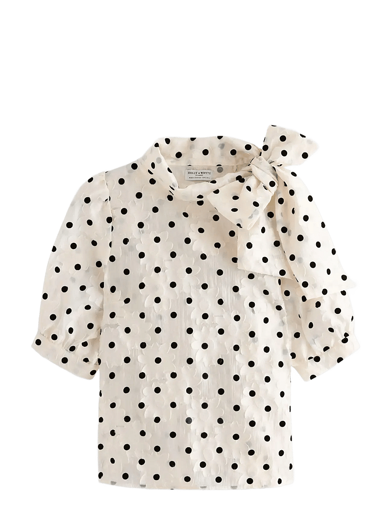 Lindex - Blouse Darcy Jacquard - kortärmade blusar - off white - 1